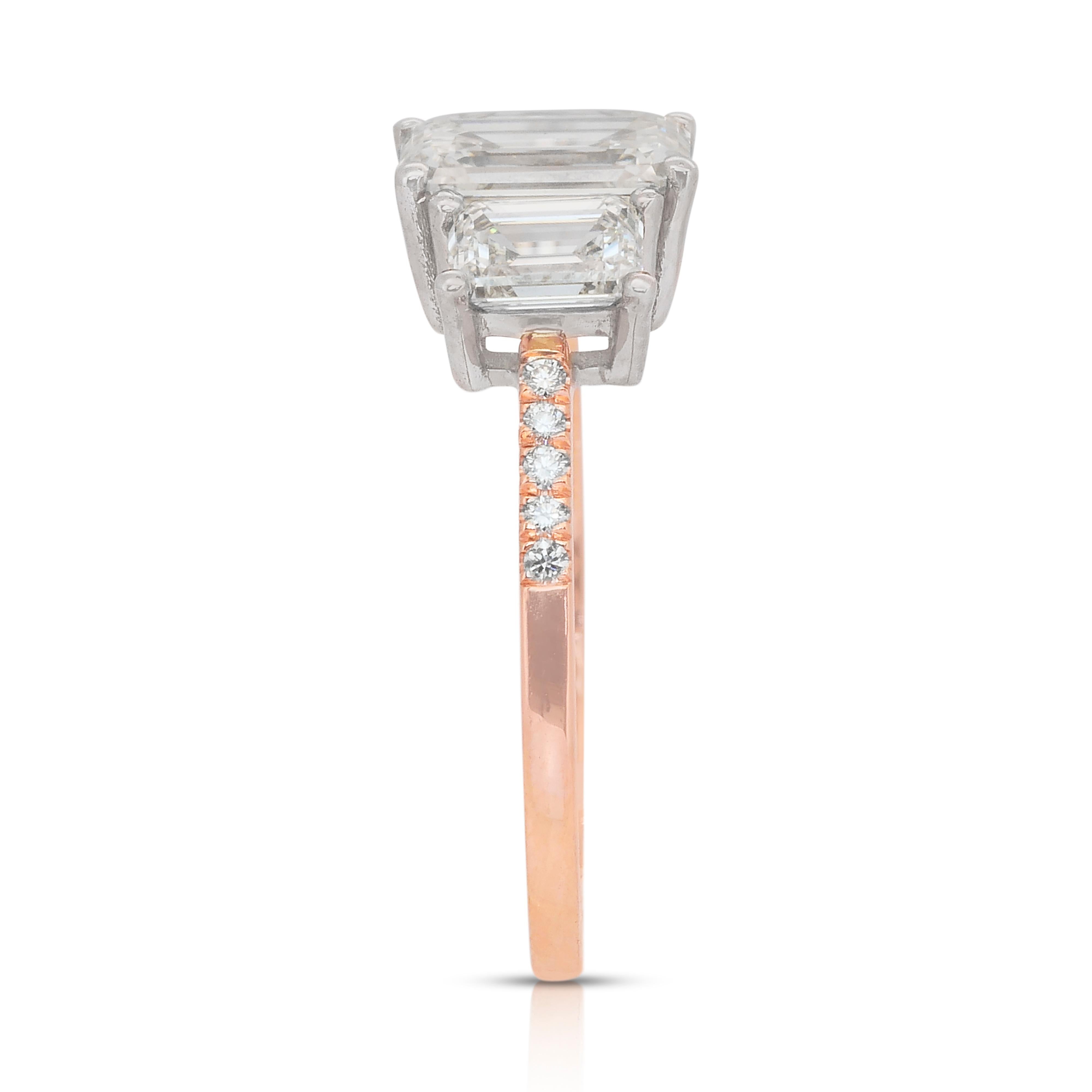 Stupendo anello con 2,57 carati di diamanti in oro rosa e bianco 18k - certificato IGI in vendita 2
