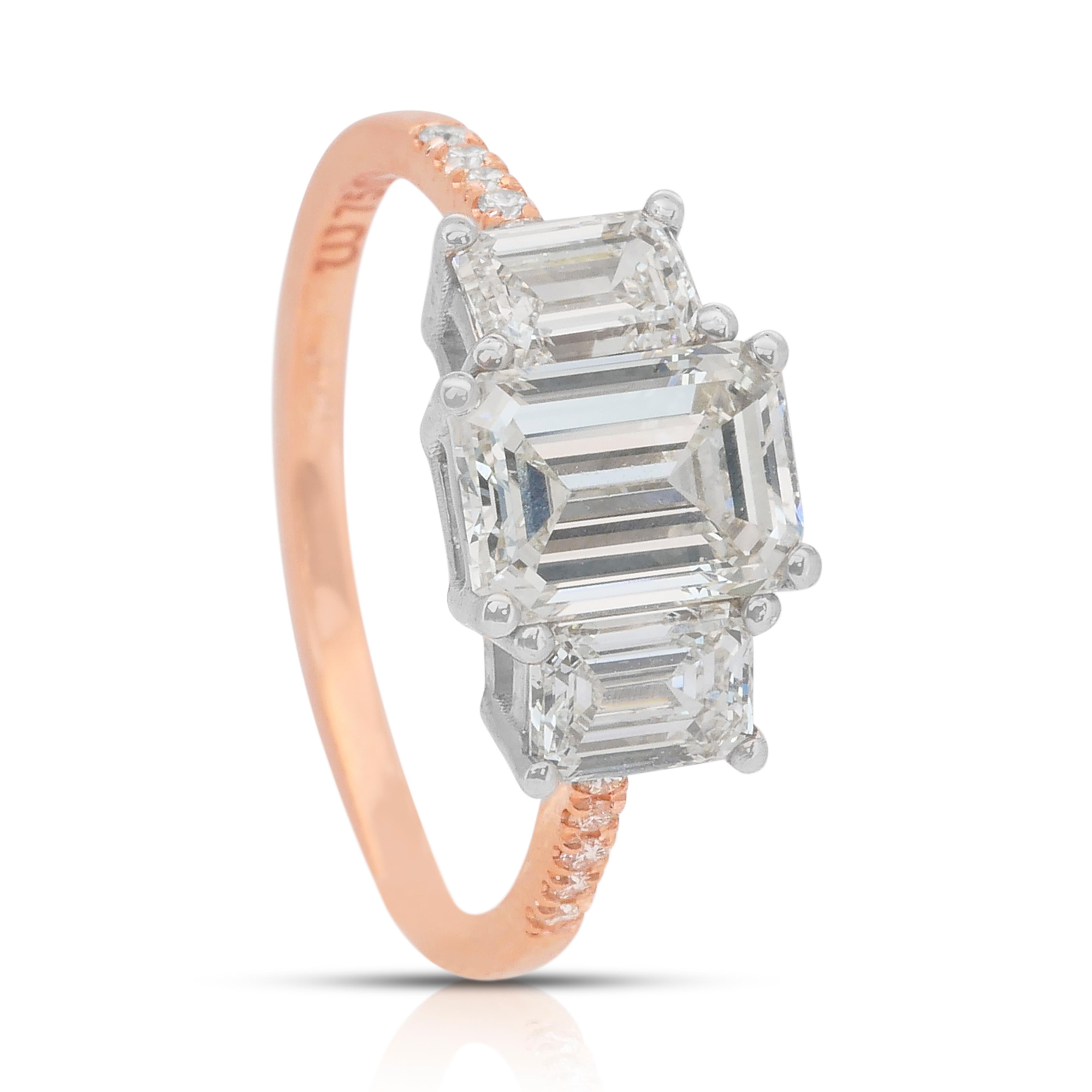 Stupendo anello con 2,57 carati di diamanti in oro rosa e bianco 18k - certificato IGI in vendita 3