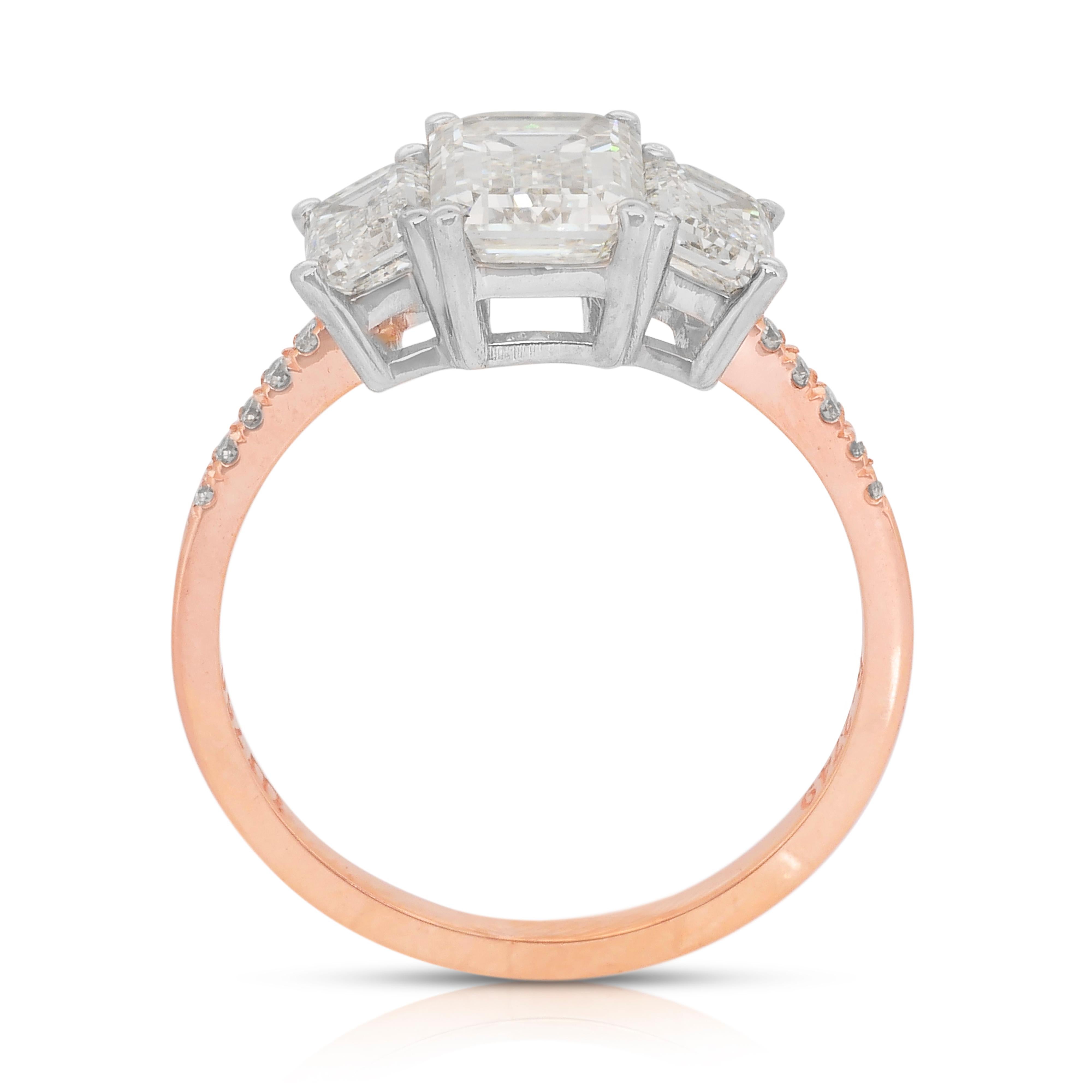 Stupendo anello con 2,57 carati di diamanti in oro rosa e bianco 18k - certificato IGI in vendita 4