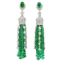 Stupendo orecchino da 26 carati con smeraldo e 2,75 carati di diamante F VS Sparkle 18K