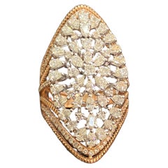 Superbe bague de soirée en or rose 14 carats avec diamants naturels de forme ronde poire de 2,63 carats