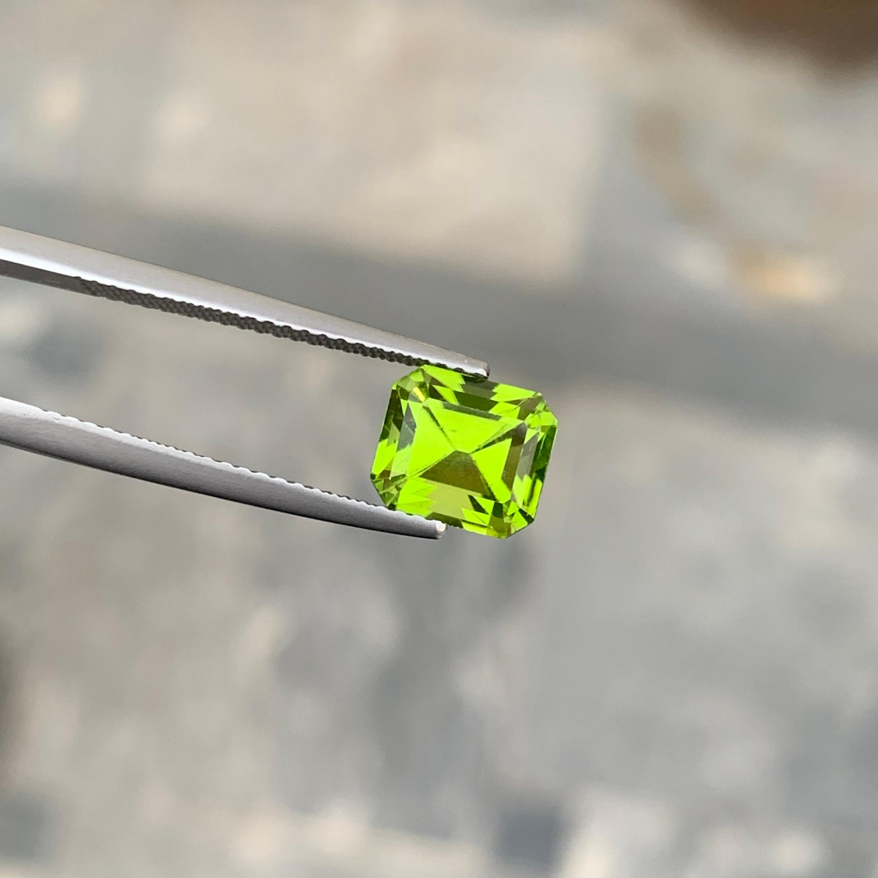 Stunning 2.70 Carat Loose Apple Green Peridot from Pakistan Emerald Shape For Sale 1