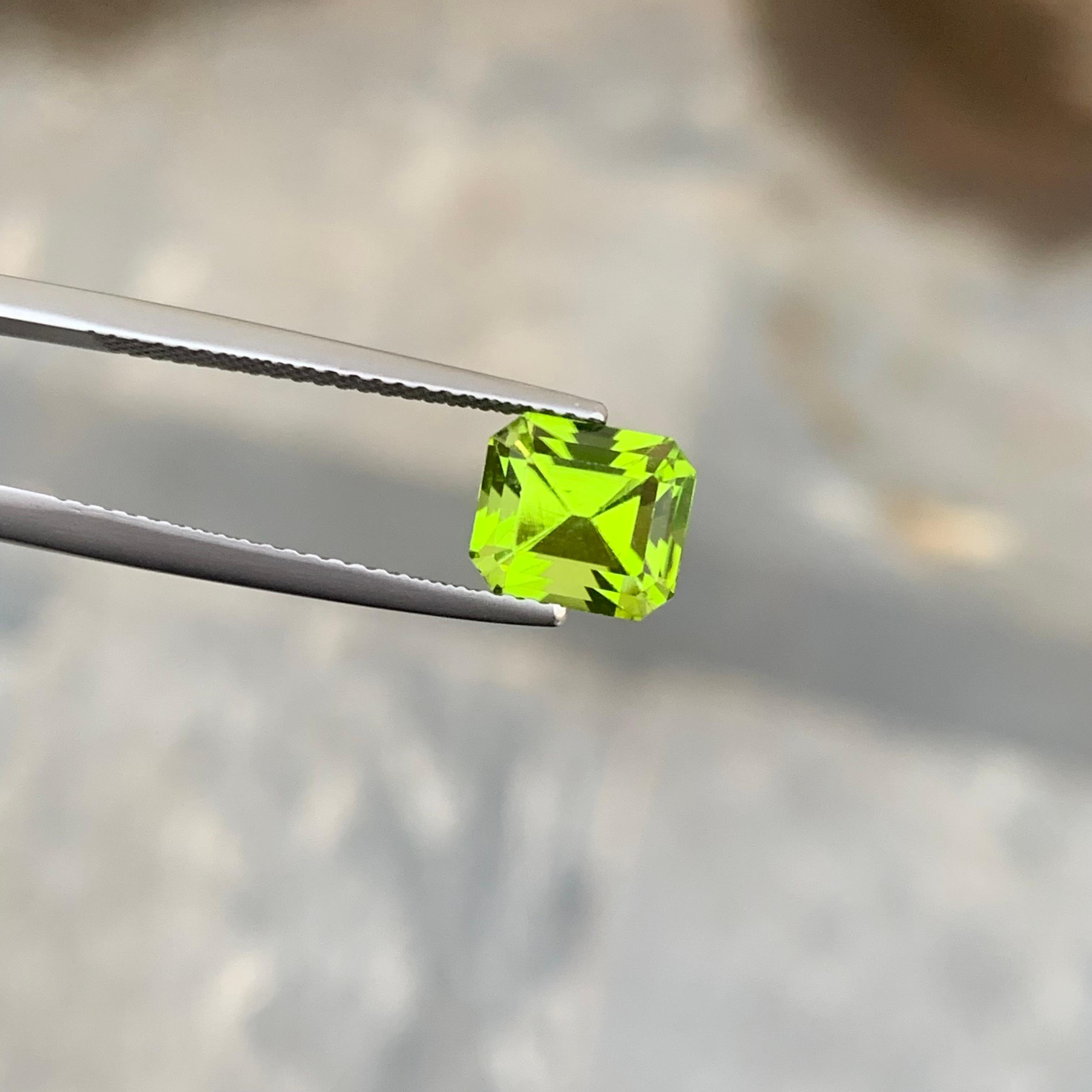 Stunning 2.70 Carat Loose Apple Green Peridot from Pakistan Emerald Shape For Sale 5