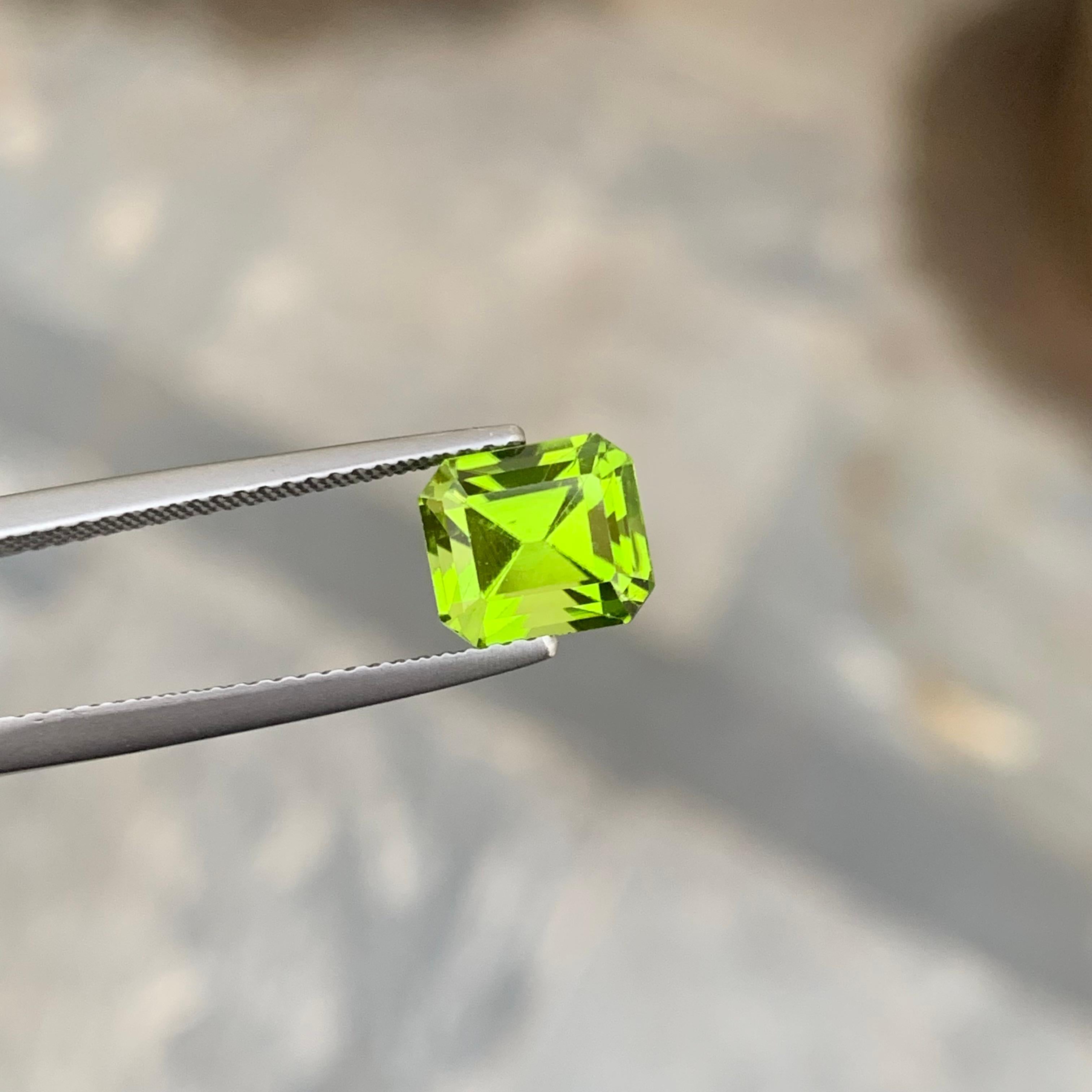 Stunning 2.70 Carat Loose Apple Green Peridot from Pakistan Emerald Shape For Sale 10