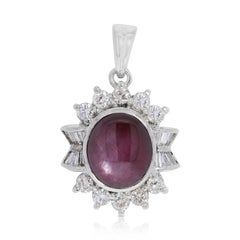 Stunning 2.88ct Ruby Pendant with Diamonds in 14K White Gold - Pendant Only Stunning 2.88ct Ruby Pendant with Diamonds in 14K White Gold - Pendant Only