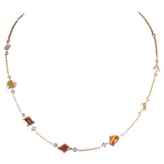 Stunning 29-Stone Fancy Cut Diamond Necklace in 18 Carat Yellow and White Gold