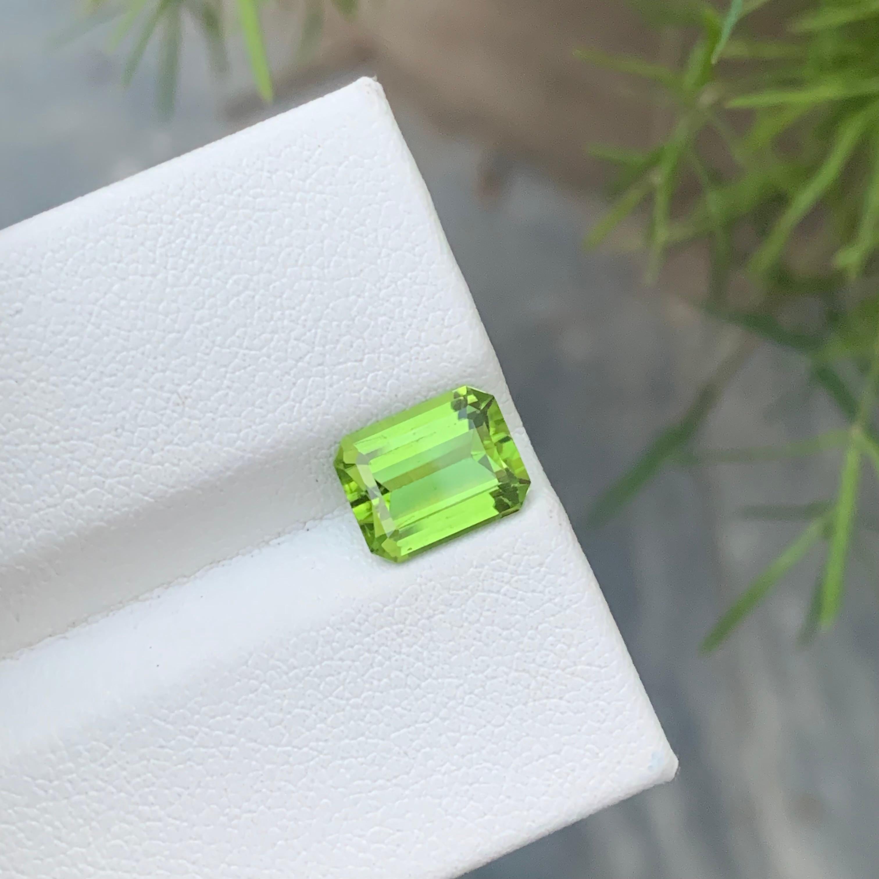 Emerald Cut Stunning 2.95 Carat Natural Loose Apple Green Peridot from Suppat Valley Mine For Sale