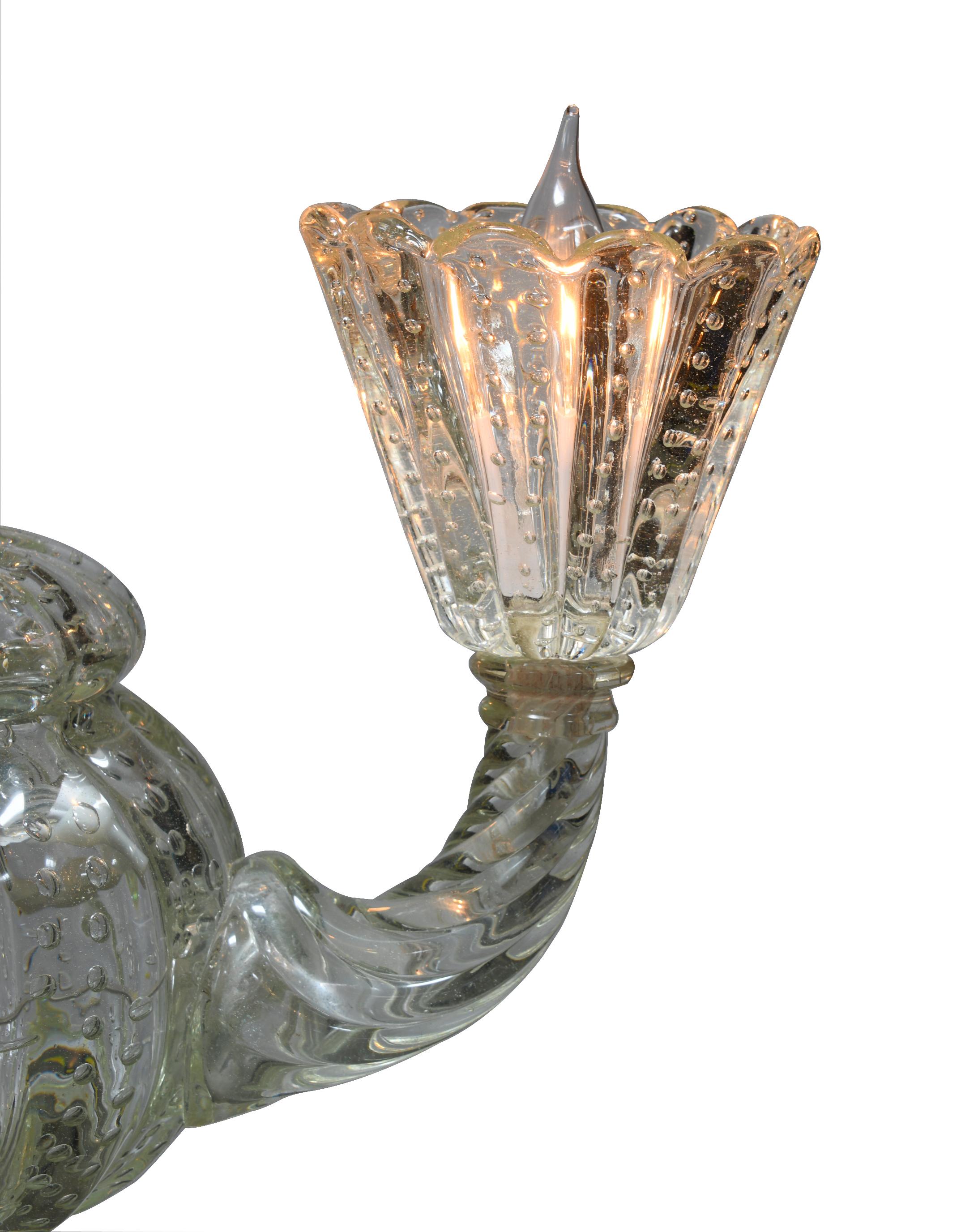 Hand gegossen Murano Glas Vintage dreiarmigen Kronleuchter Anhänger (Italienisch) im Angebot