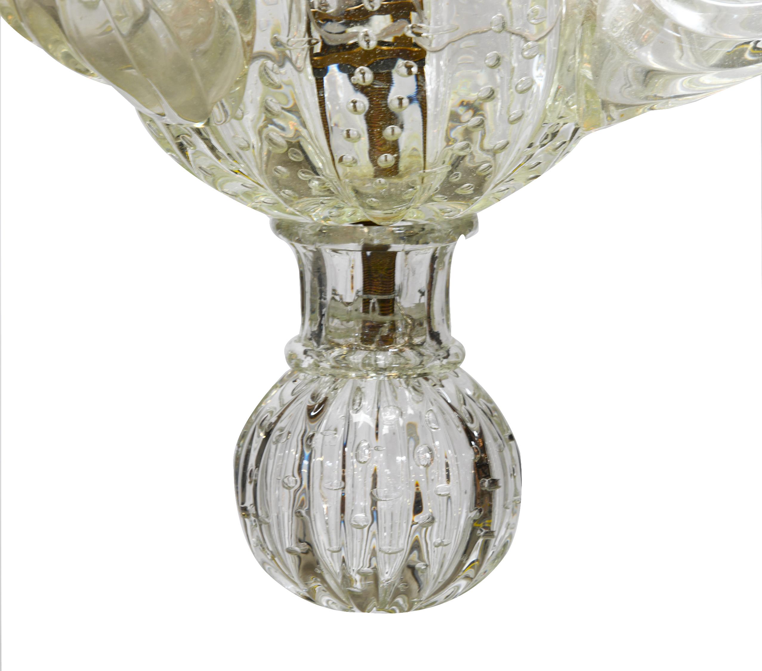 Hand gegossen Murano Glas Vintage dreiarmigen Kronleuchter Anhänger (Gegossen) im Angebot