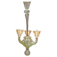 Hand Cast Murano Glass Vintage Three-Arm Chandelier Pendant