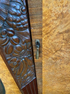 Stunning 3-Door French Art Deco Wardrobe / Armoire, Oval Mirror