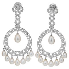 Stunning 3.00ct South Sea Cultured Pearls and Diamonds Drop Earrings