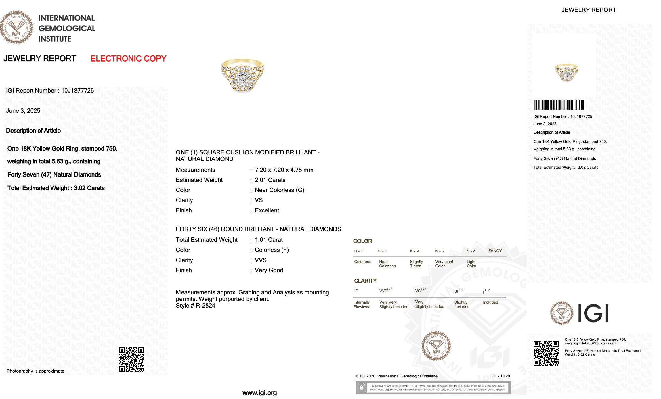 Atemberaubende 3,02ct Diamanten Halo Ring in 18k Gelbgold - IGI zertifiziert Damen im Angebot