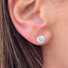 Stunning 3.07 Carat GIA Round Diamond Studs