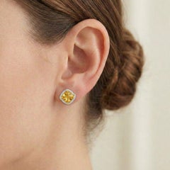 Atemberaubende 3,13ct Citrin & Diamant Ohrstecker in 18K Gelbgold