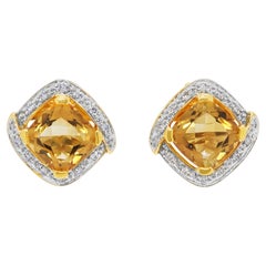 Atemberaubende 3,13ct Citrin & Diamant Ohrstecker in 18K Gelbgold