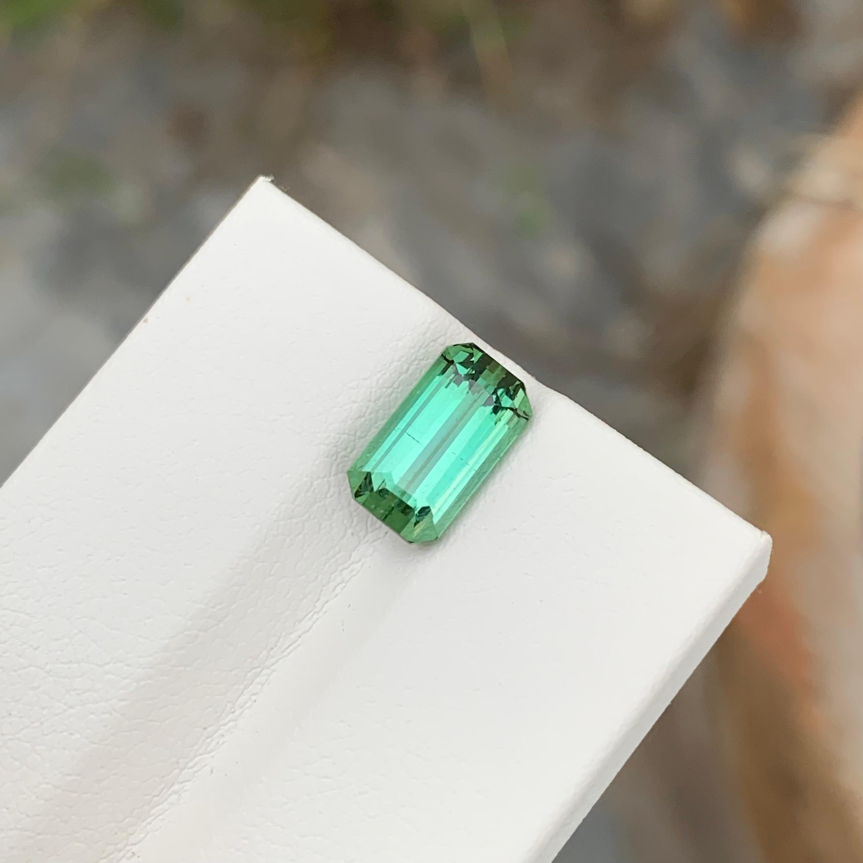 Emerald Cut Stunning 3.15 Carats Natural Loose Mint Green Tourmaline Emerald Shape For Sale