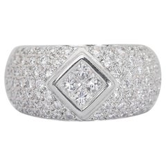 Whiting - Bague dôme en or blanc 18 carats avec 3,15 ct de diamant - certifié IGI