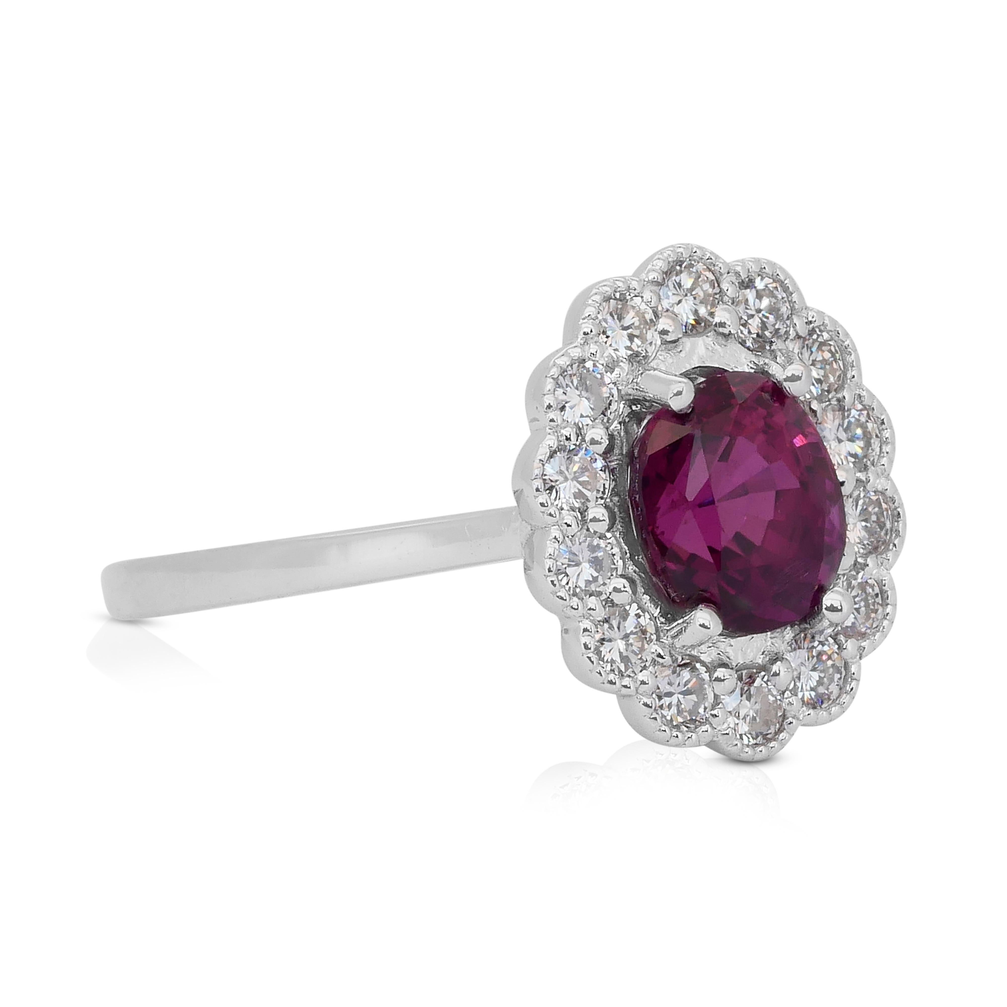 Taille ovale Superbe bague grappe de saphirs et de diamants de 3,18 carats en or blanc 18 carats - GIA en vente