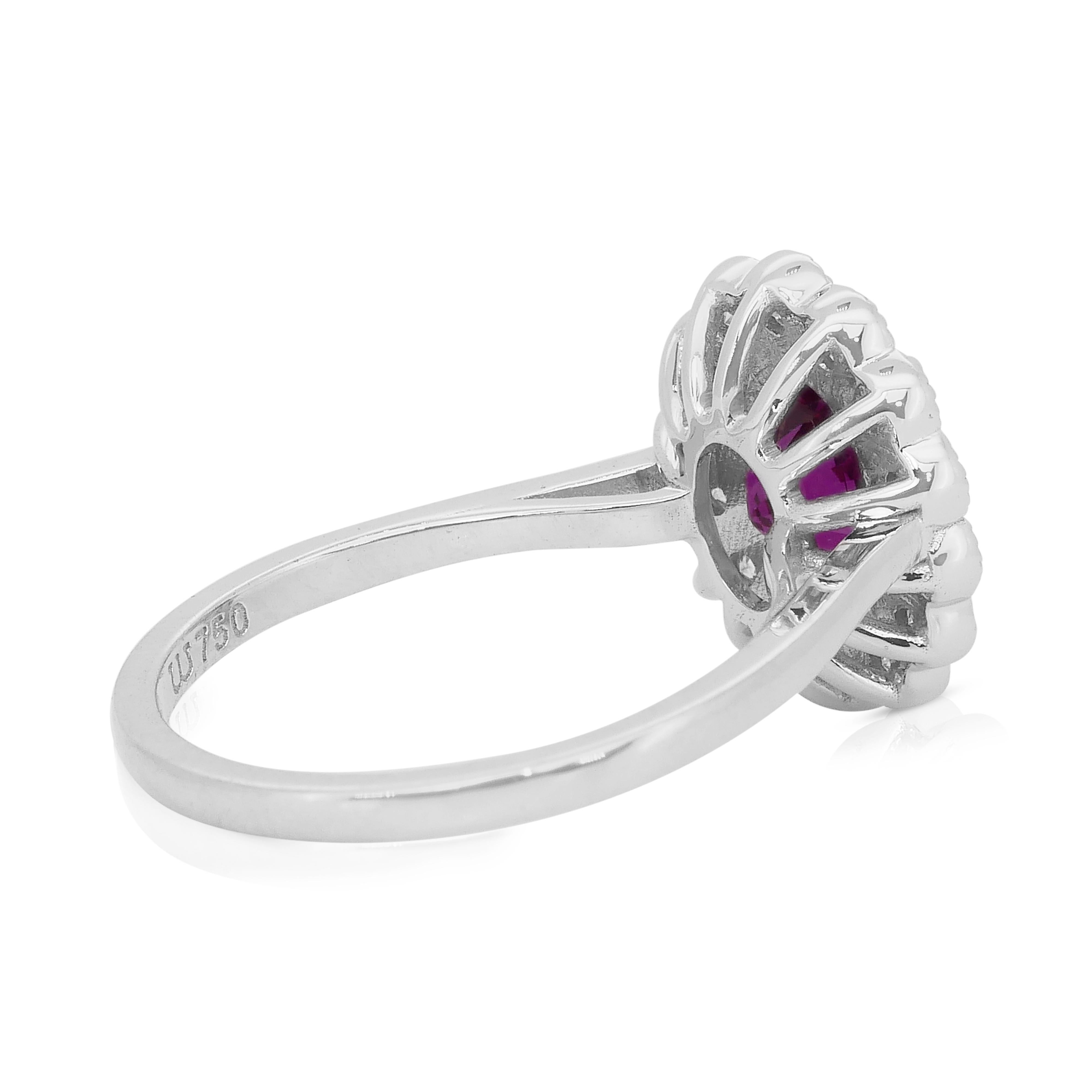 Superbe bague grappe de saphirs et de diamants de 3,18 carats en or blanc 18 carats - GIA Neuf - En vente à רמת גן, IL