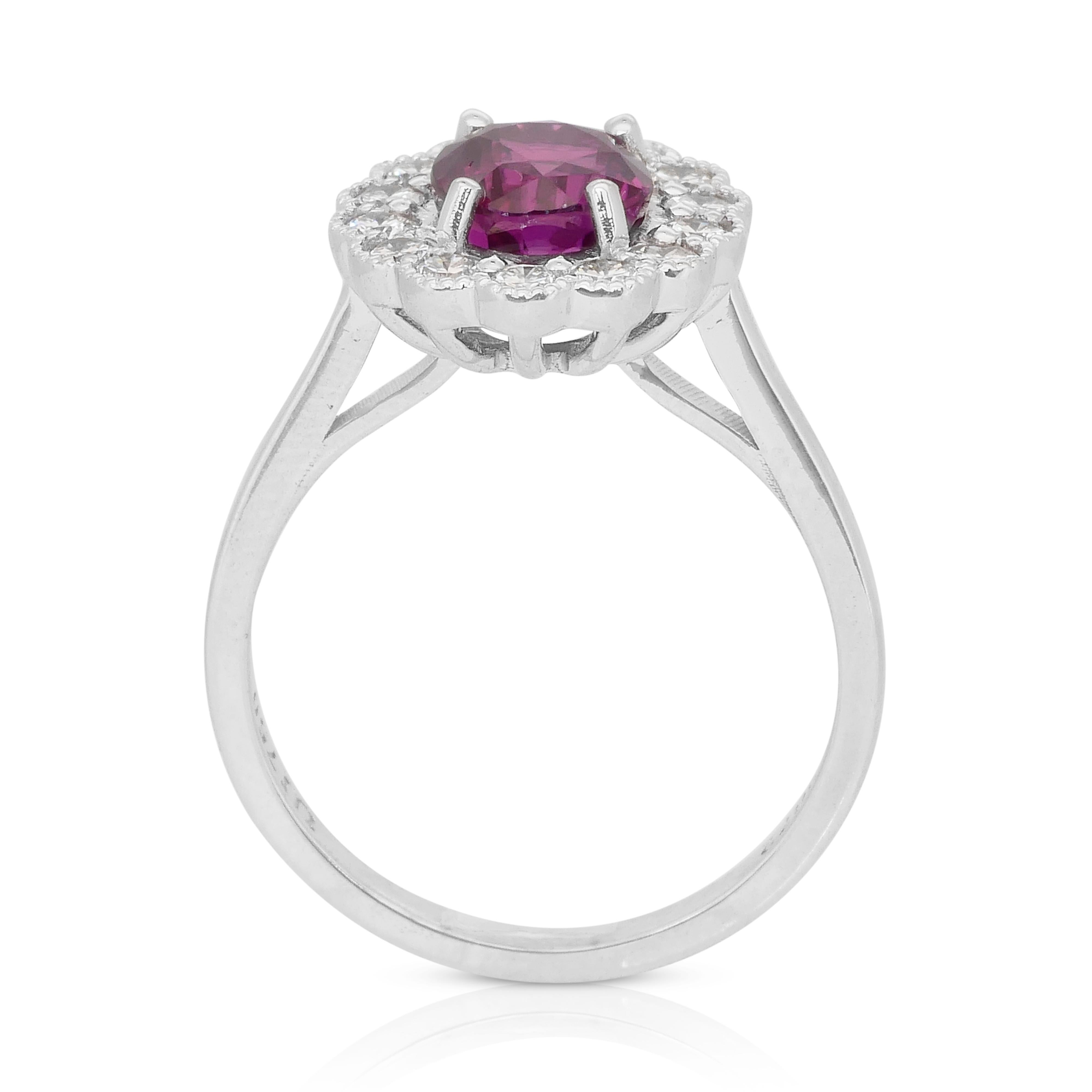 Superbe bague grappe de saphirs et de diamants de 3,18 carats en or blanc 18 carats - GIA en vente 4