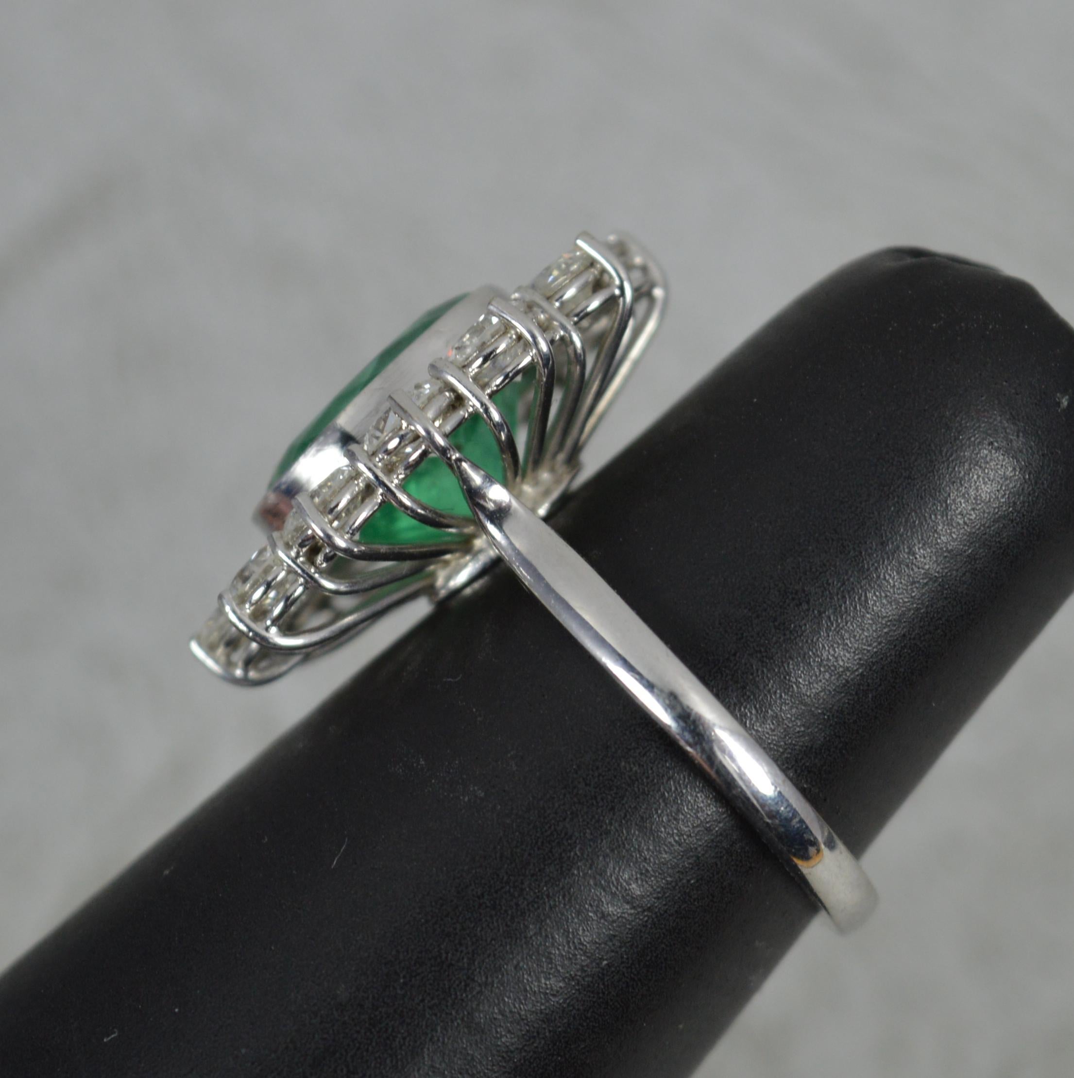 Stunning 3.25ct Emerald and 2.00ct Diamond Platinum Cluster Ring 1