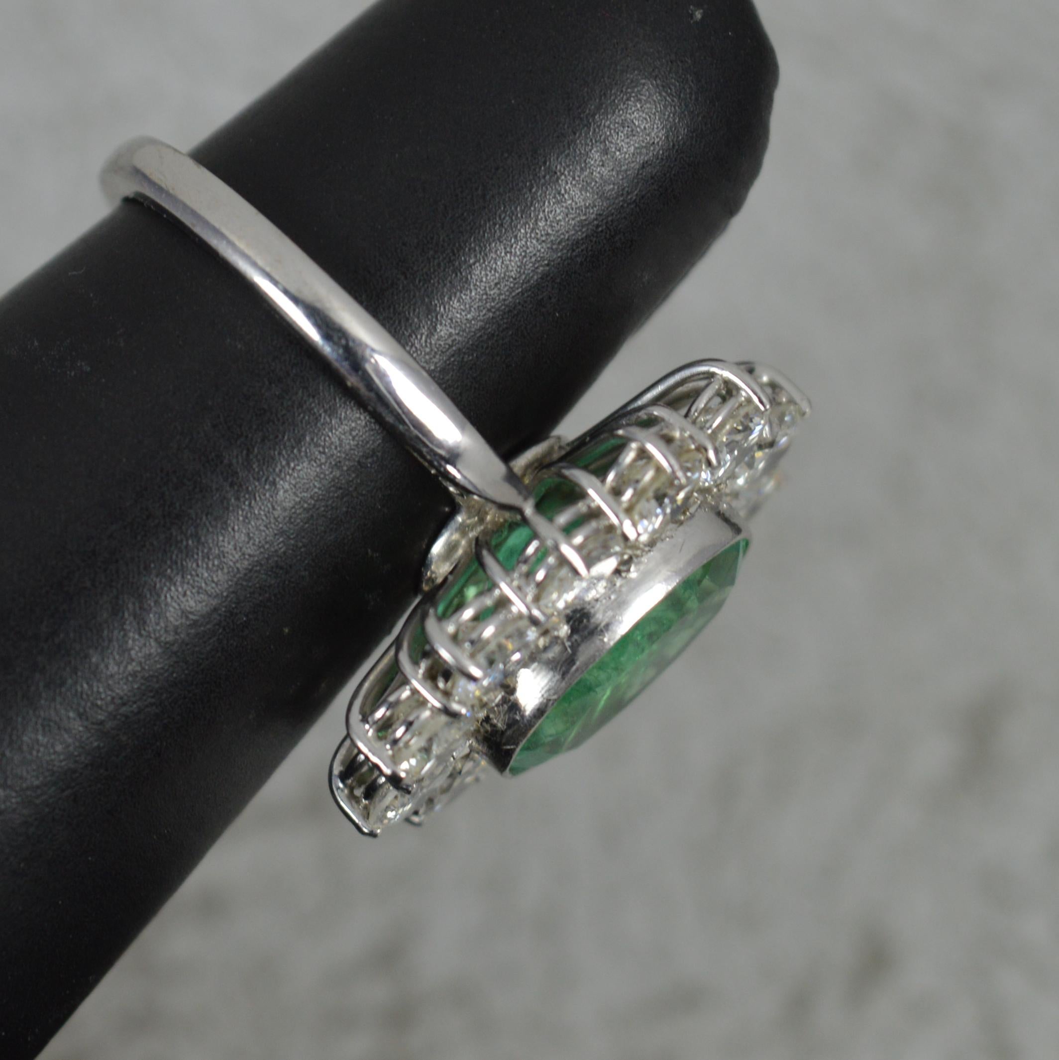 Stunning 3.25ct Emerald and 2.00ct Diamond Platinum Cluster Ring 3