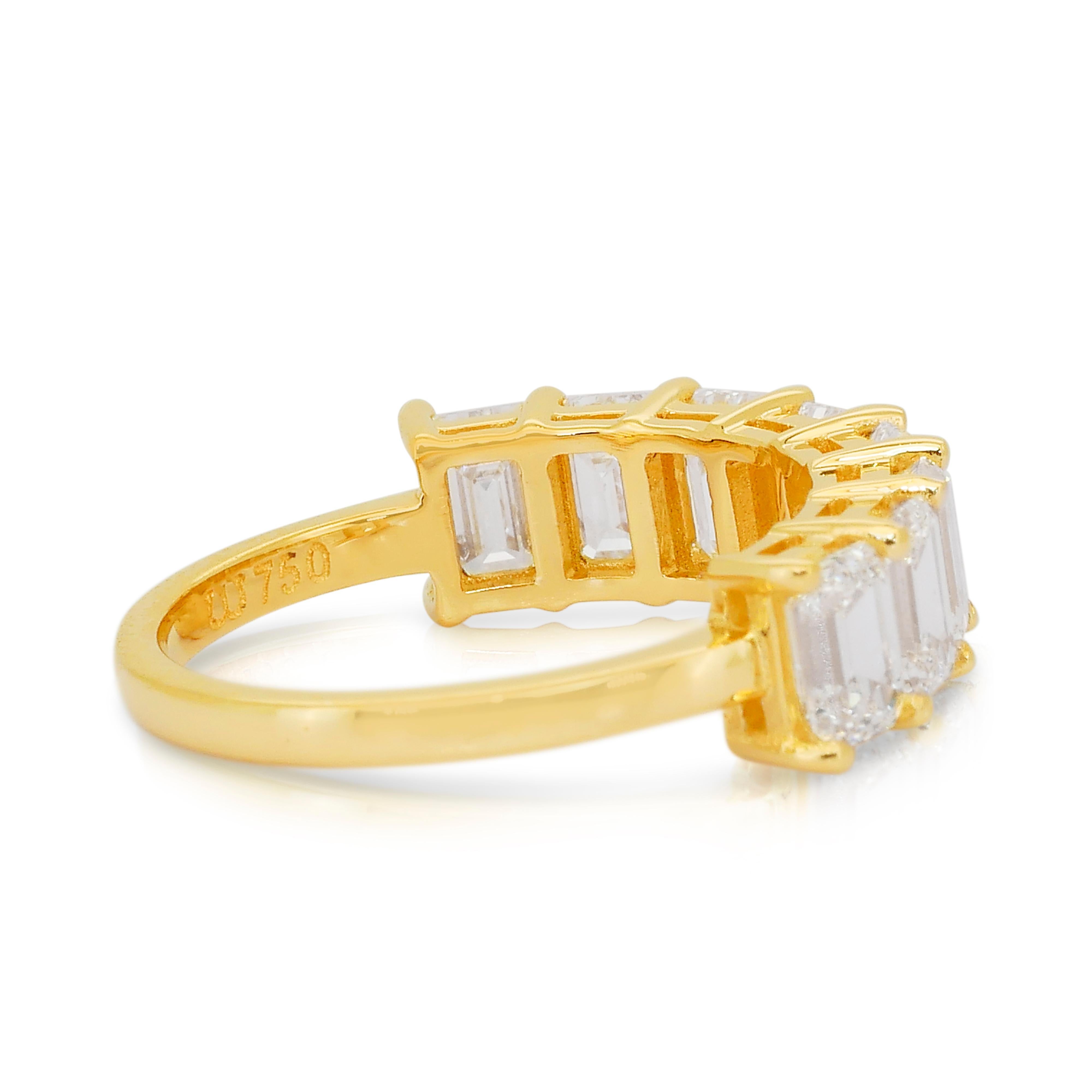 Superbe bague demi-éternit�é en or jaune 18 carats de 3,30 ct de diamants - certifié IGI Neuf - En vente à רמת גן, IL