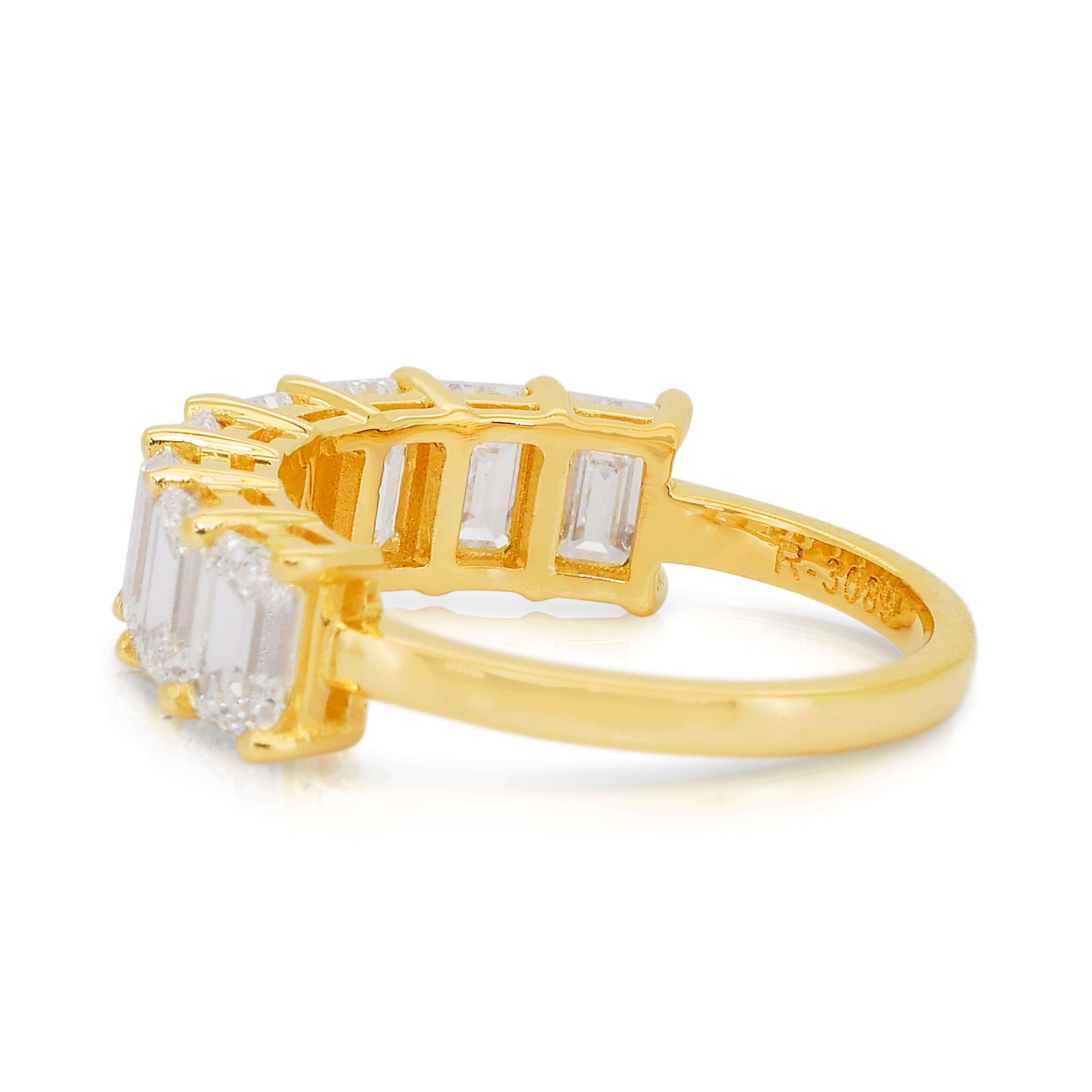 Superbe bague demi-éternité en or jaune 18 carats de 3,30 ct de diamants - certifié IGI en vente 1