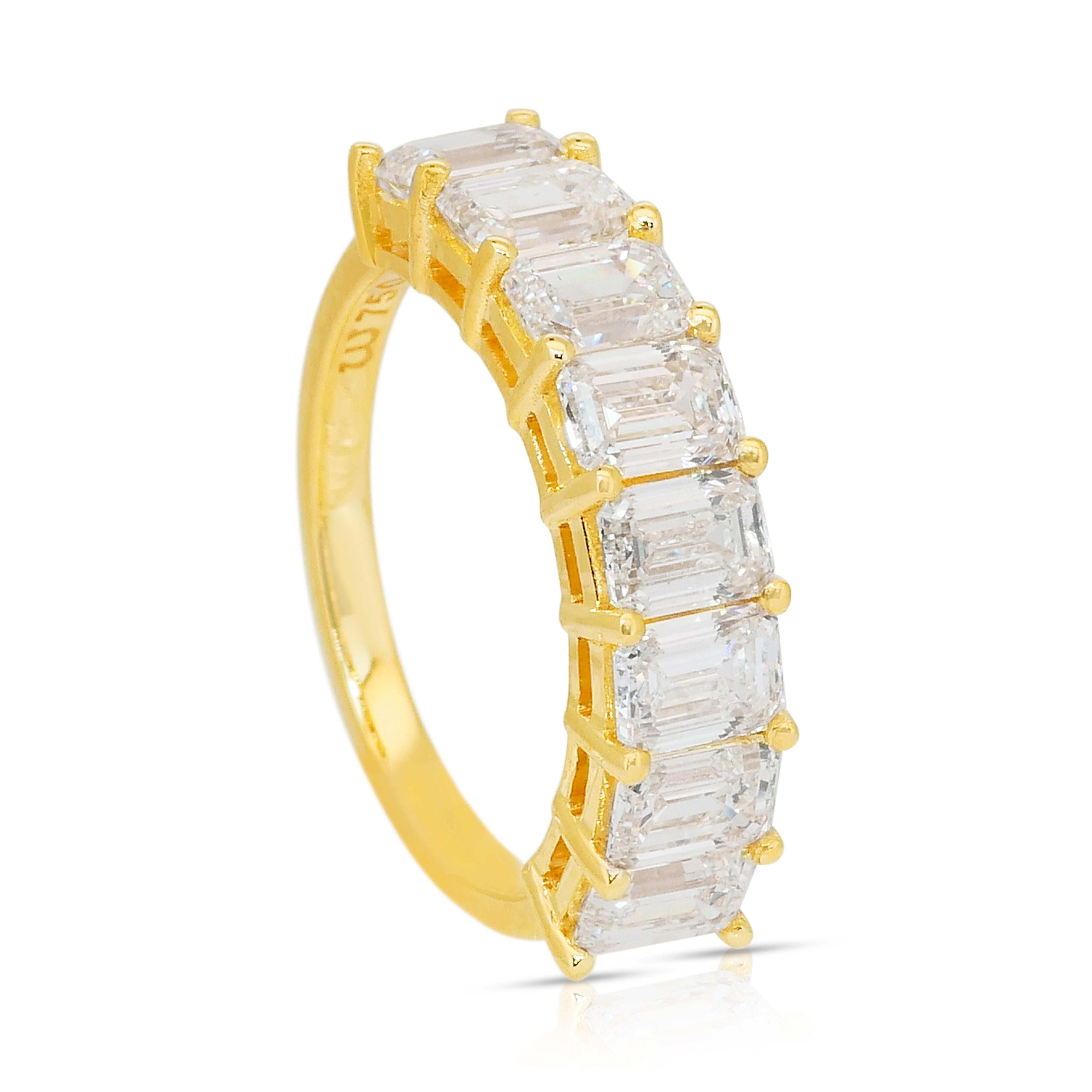 Superbe bague demi-éternité en or jaune 18 carats de 3,30 ct de diamants - certifié IGI en vente 3