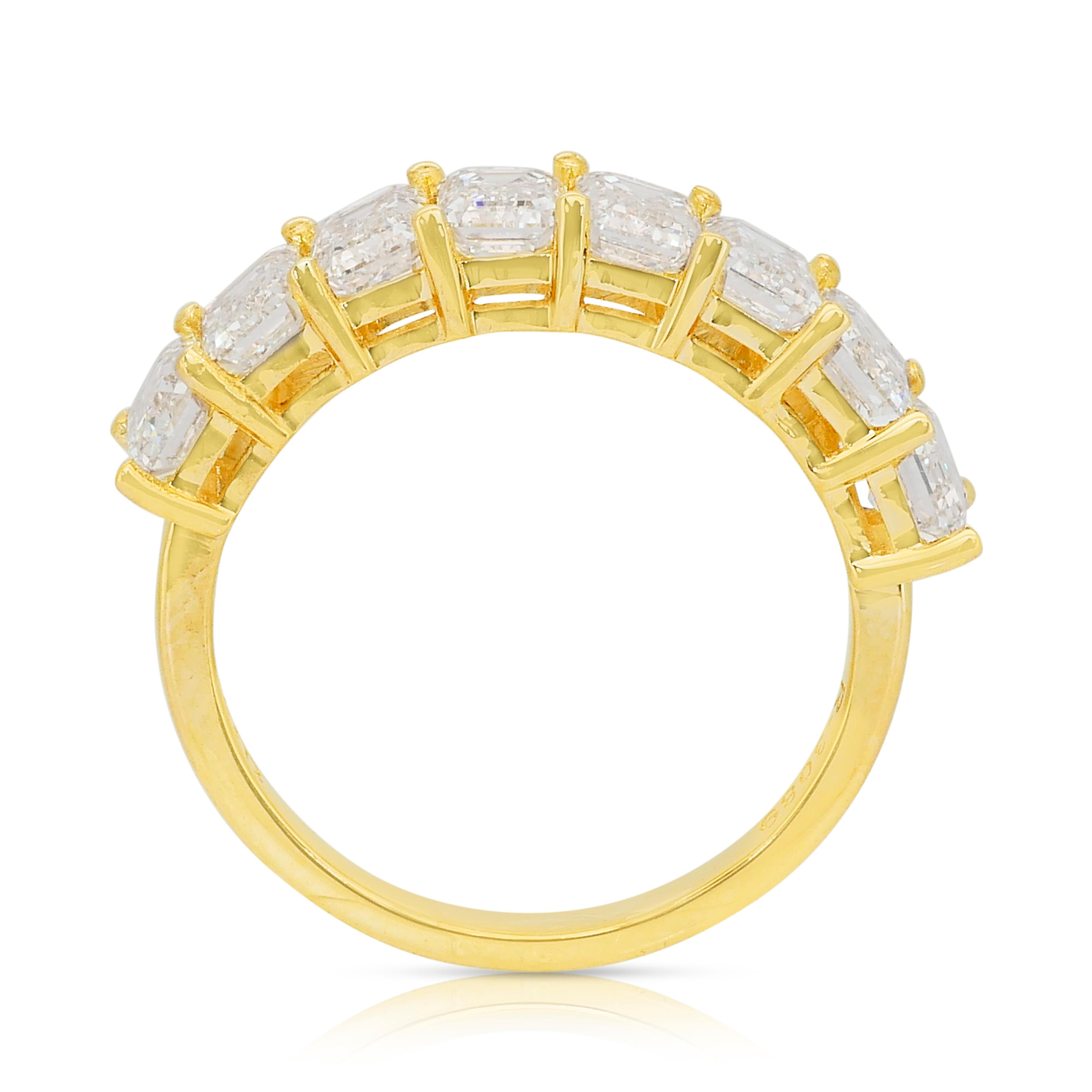 Superbe bague demi-éternité en or jaune 18 carats de 3,30 ct de diamants - certifié IGI en vente 4