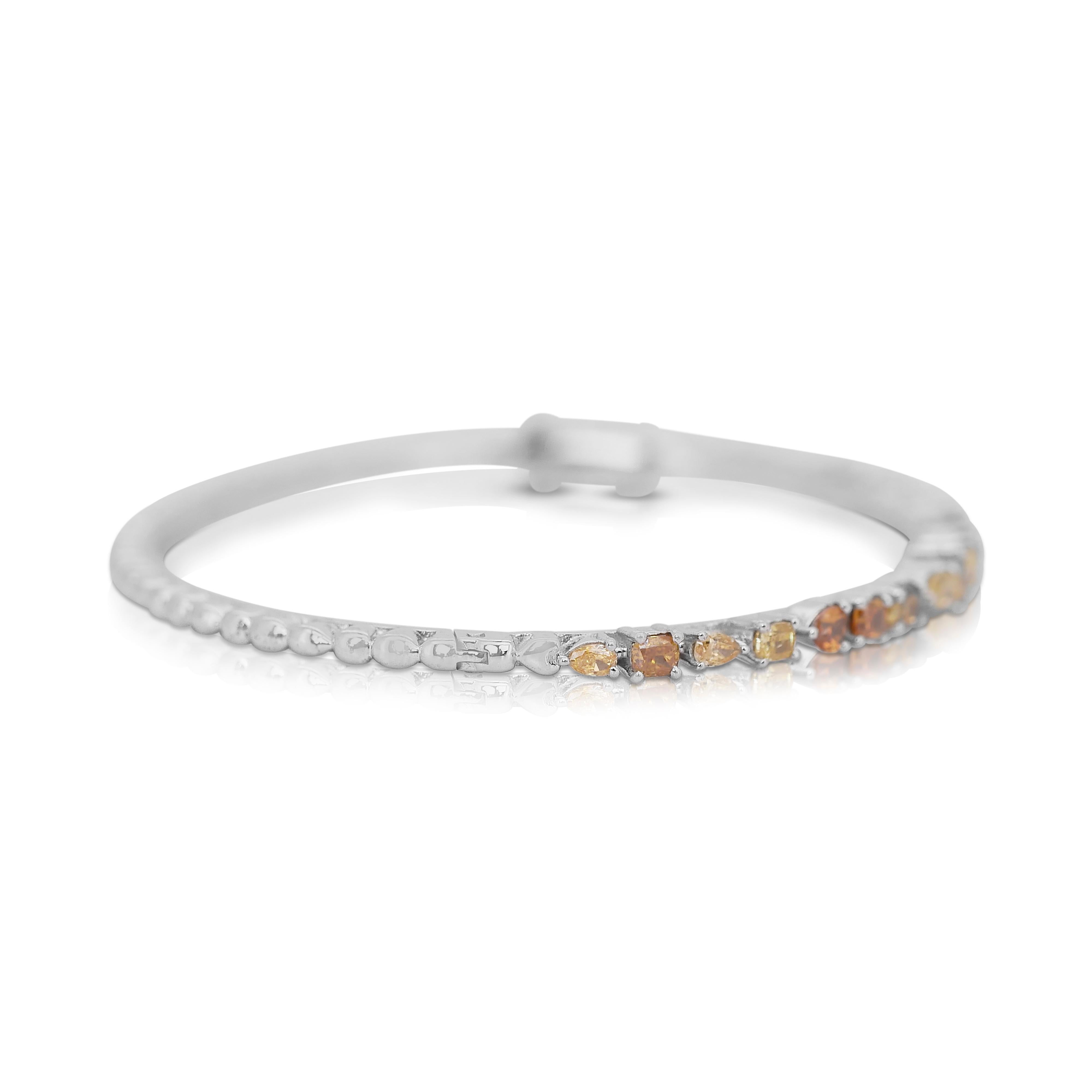 Women's Stunning 3.38ct Diamonds Fancy-Colored Bracelet in 18k White Gold