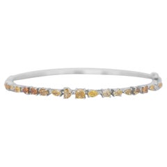 Stunning 3.38ct Diamonds Fancy-Colored Bracelet in 18k White Gold
