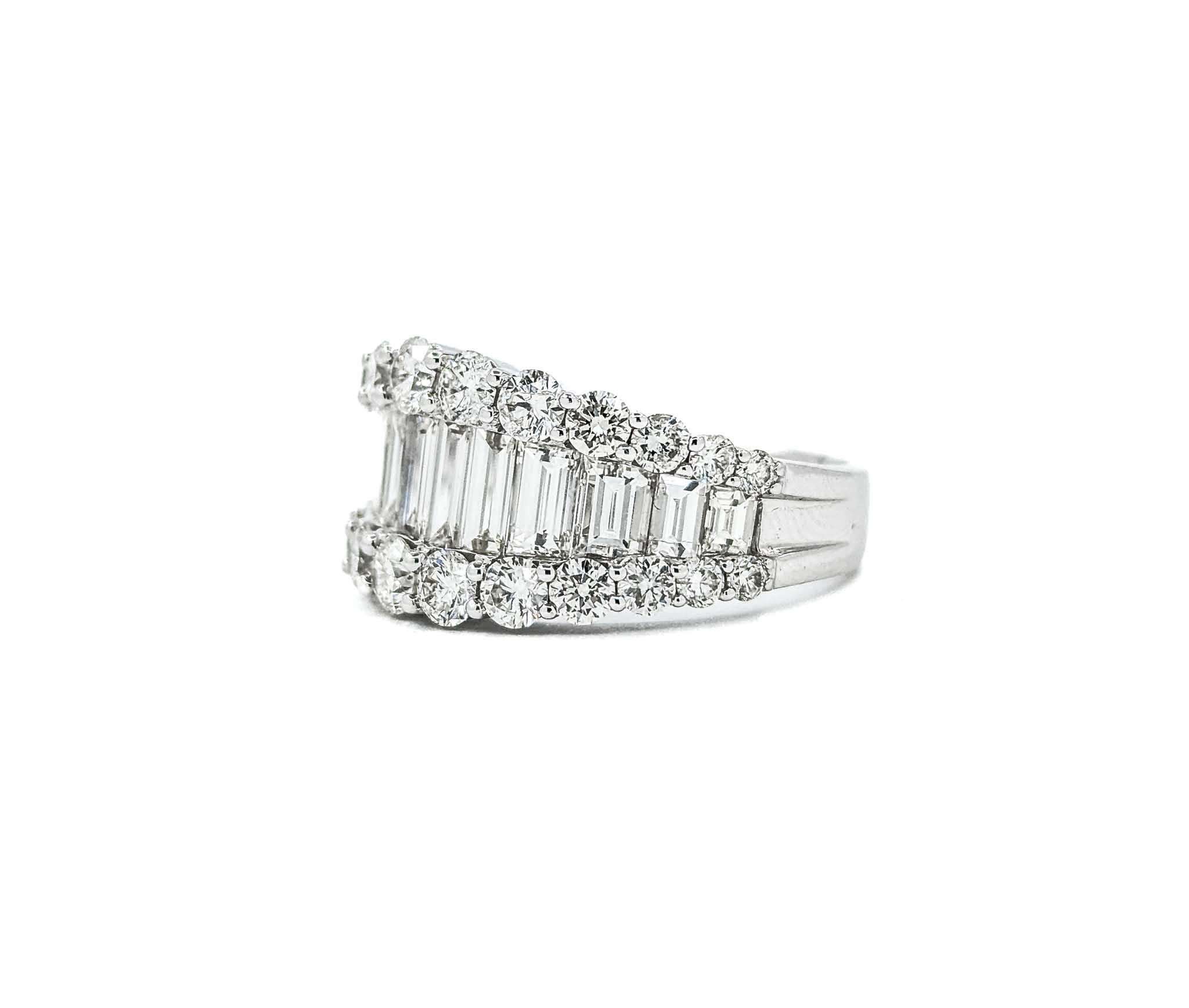 Stunning 3.38ctw Tapered Baguette Diamond Band Ring in White Gold 4