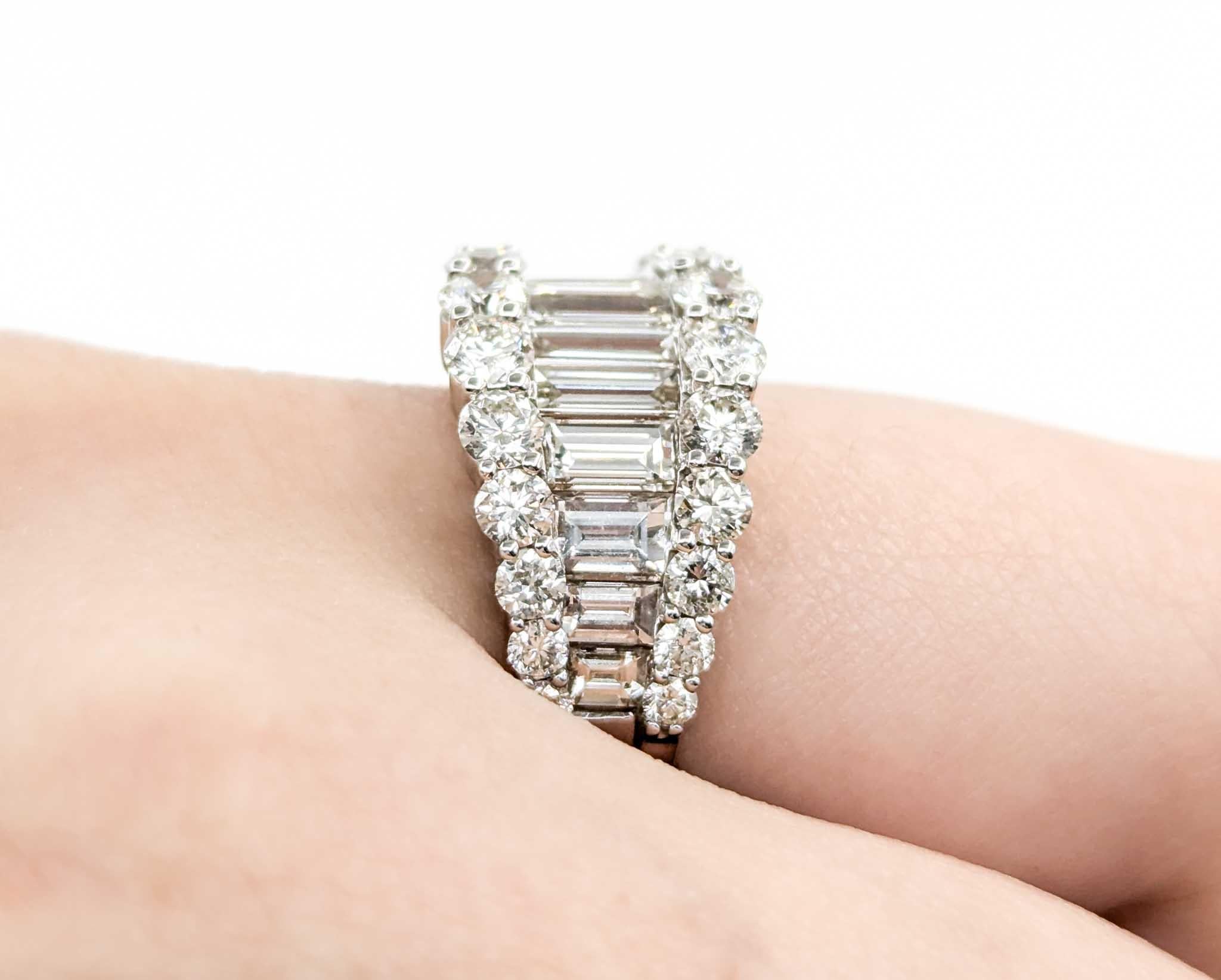 Round Cut Stunning 3.38ctw Tapered Baguette Diamond Band Ring in White Gold