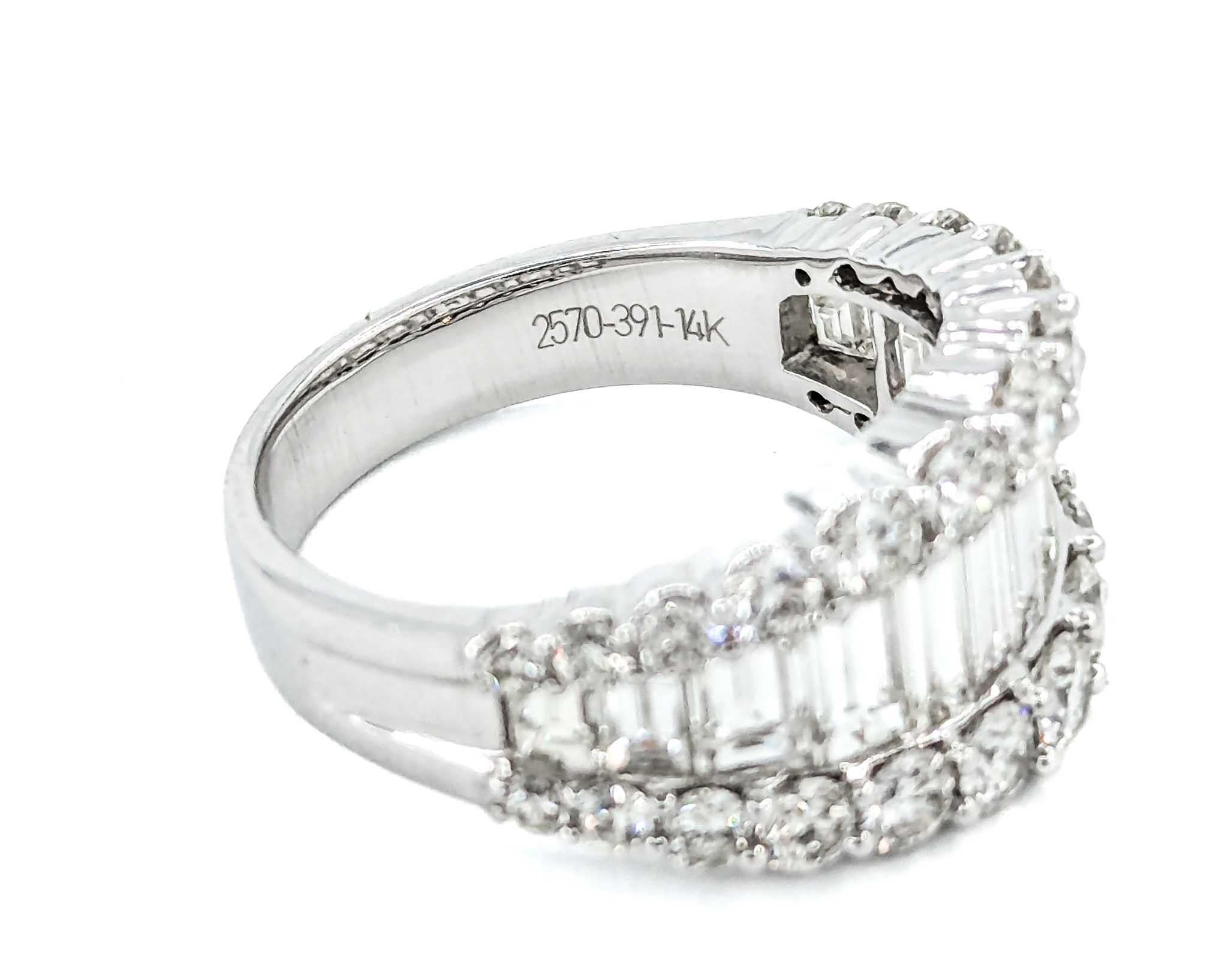 Stunning 3.38ctw Tapered Baguette Diamond Band Ring in White Gold 1