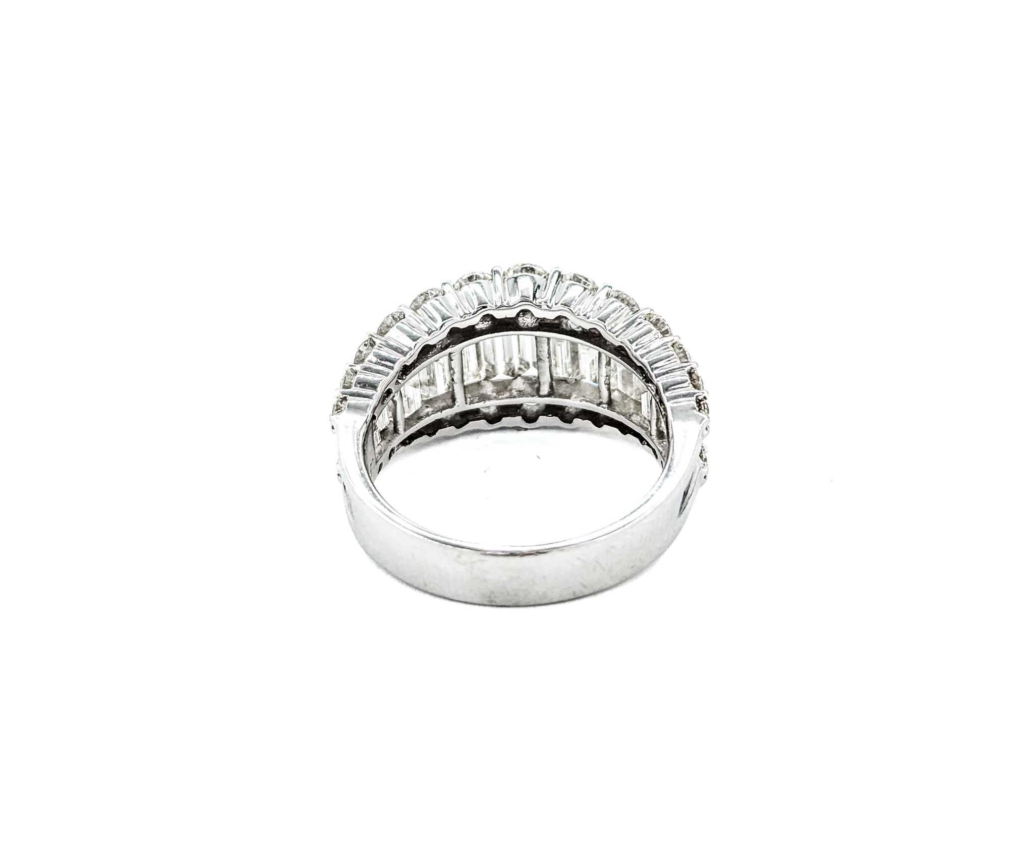 Stunning 3.38ctw Tapered Baguette Diamond Band Ring in White Gold 2