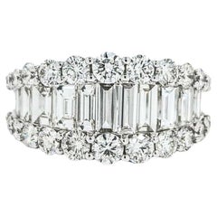 Stunning 3.38ctw Tapered Baguette Diamond Band Ring in White Gold