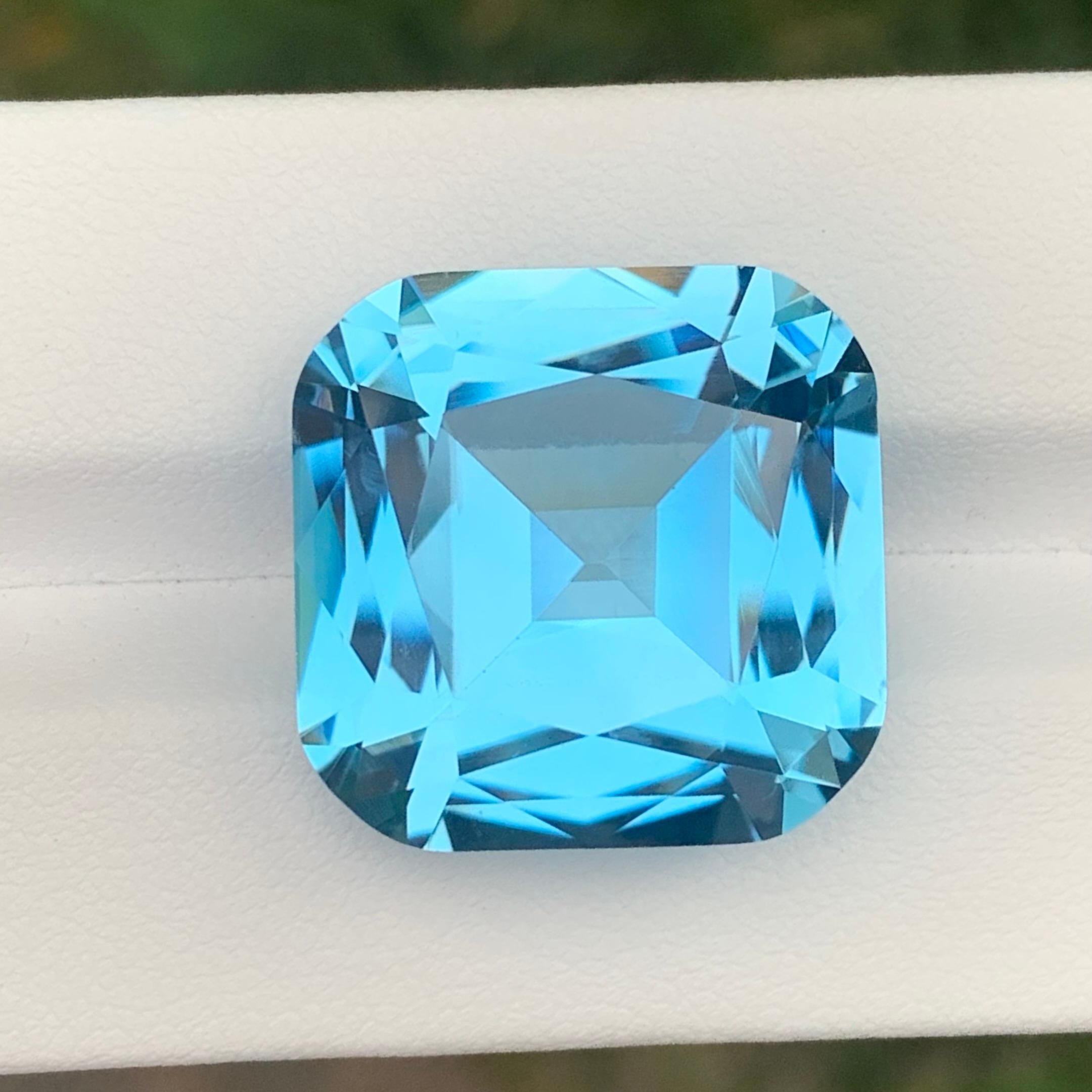 Stunning 34.40 Carats Loose Sky Blue Topaz Cushion Shape Gem For Sale 5
