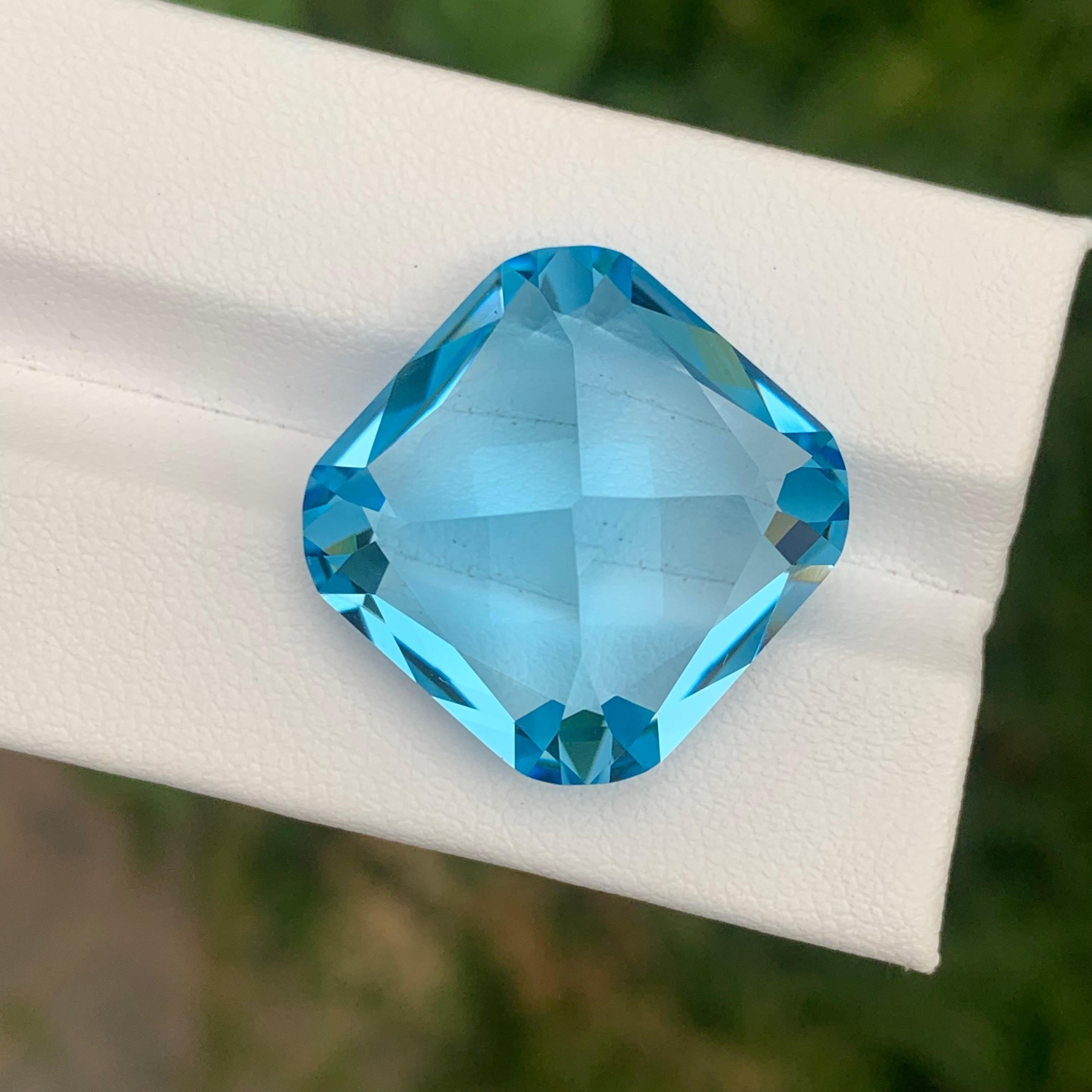 Stunning 34.40 Carats Loose Sky Blue Topaz Cushion Shape Gem For Sale 8