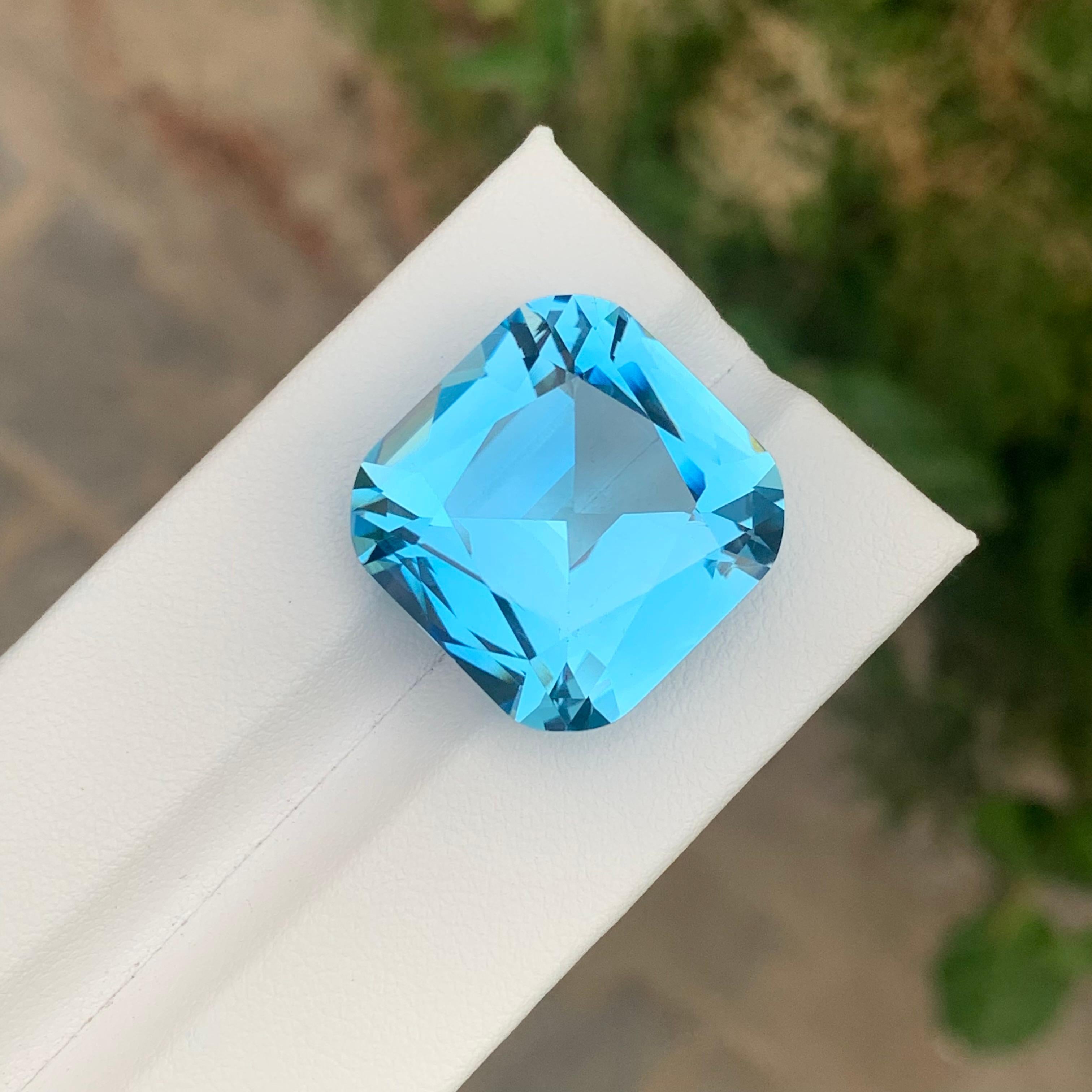 Cushion Cut Stunning 34.40 Carats Loose Sky Blue Topaz Cushion Shape Gem For Sale