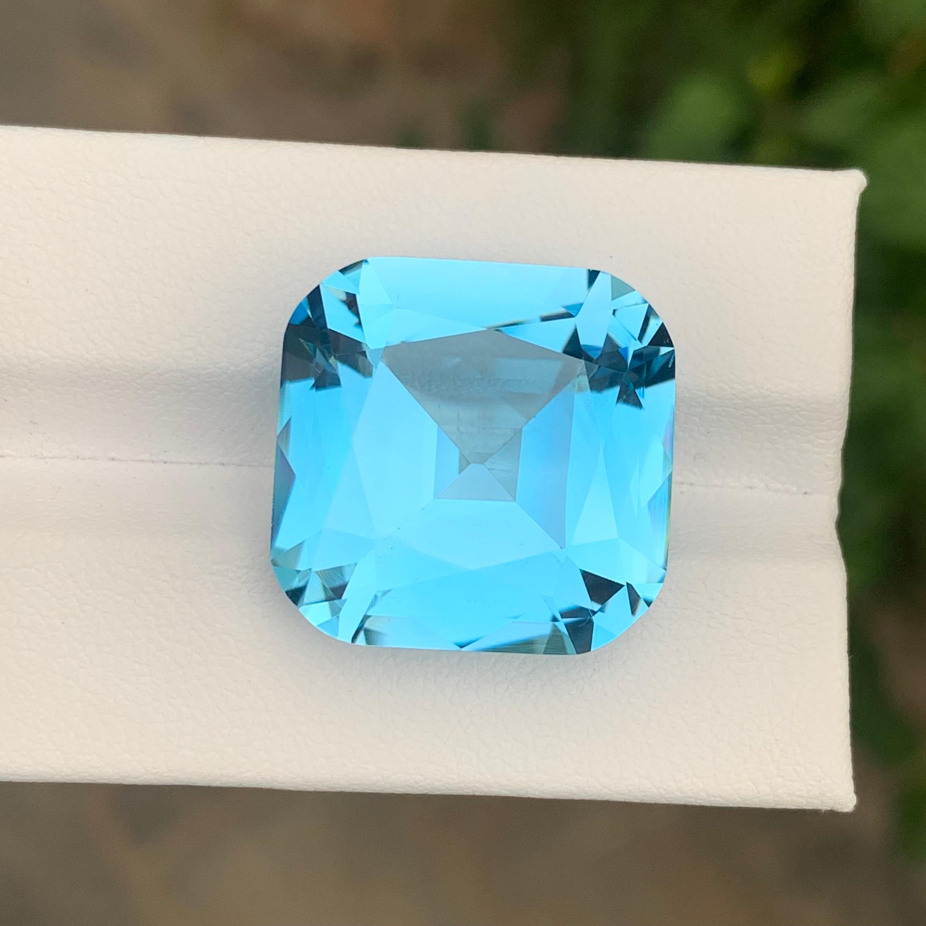 Women's or Men's Stunning 34.40 Carats Loose Sky Blue Topaz Cushion Shape Gem For Sale