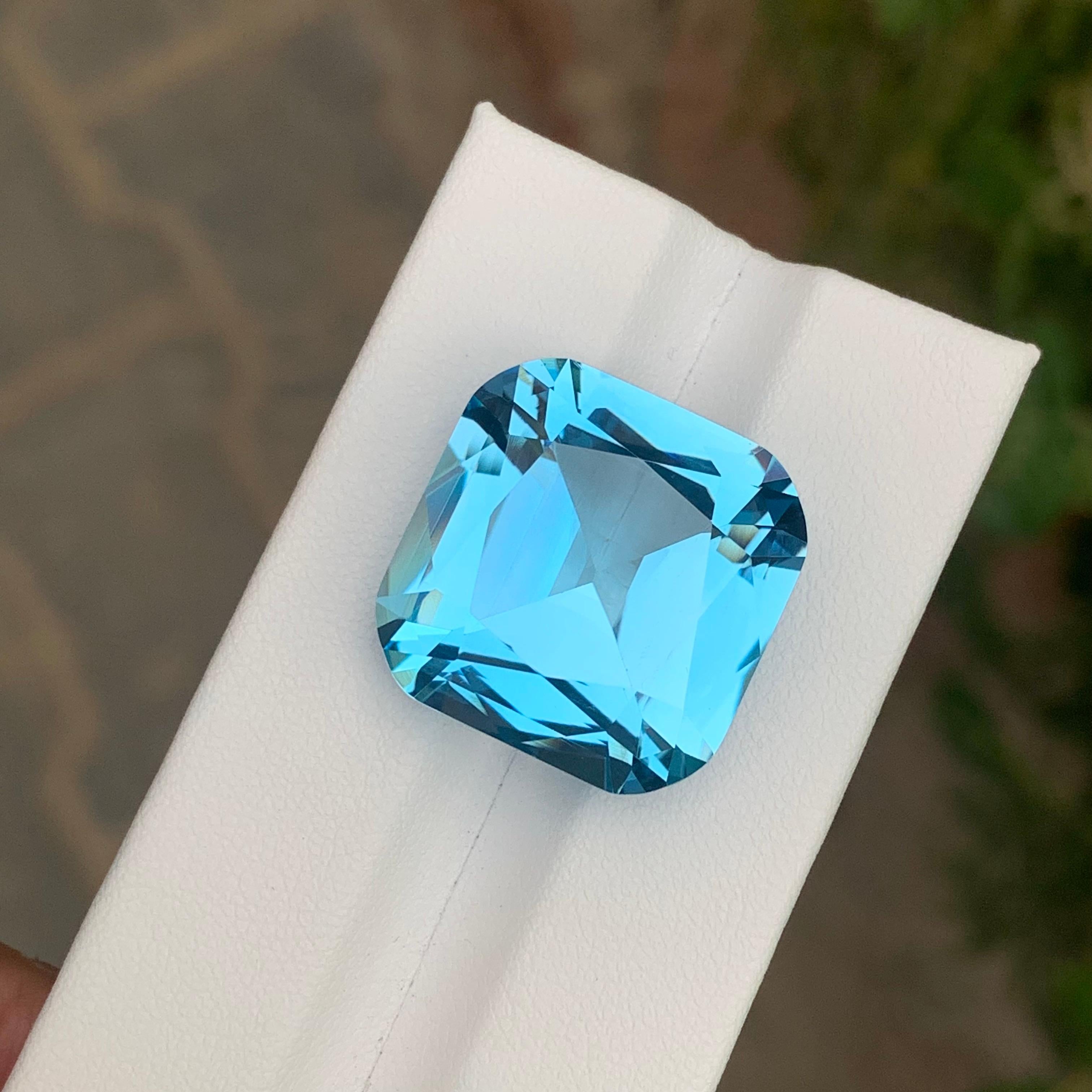 Stunning 34.40 Carats Loose Sky Blue Topaz Cushion Shape Gem For Sale 1