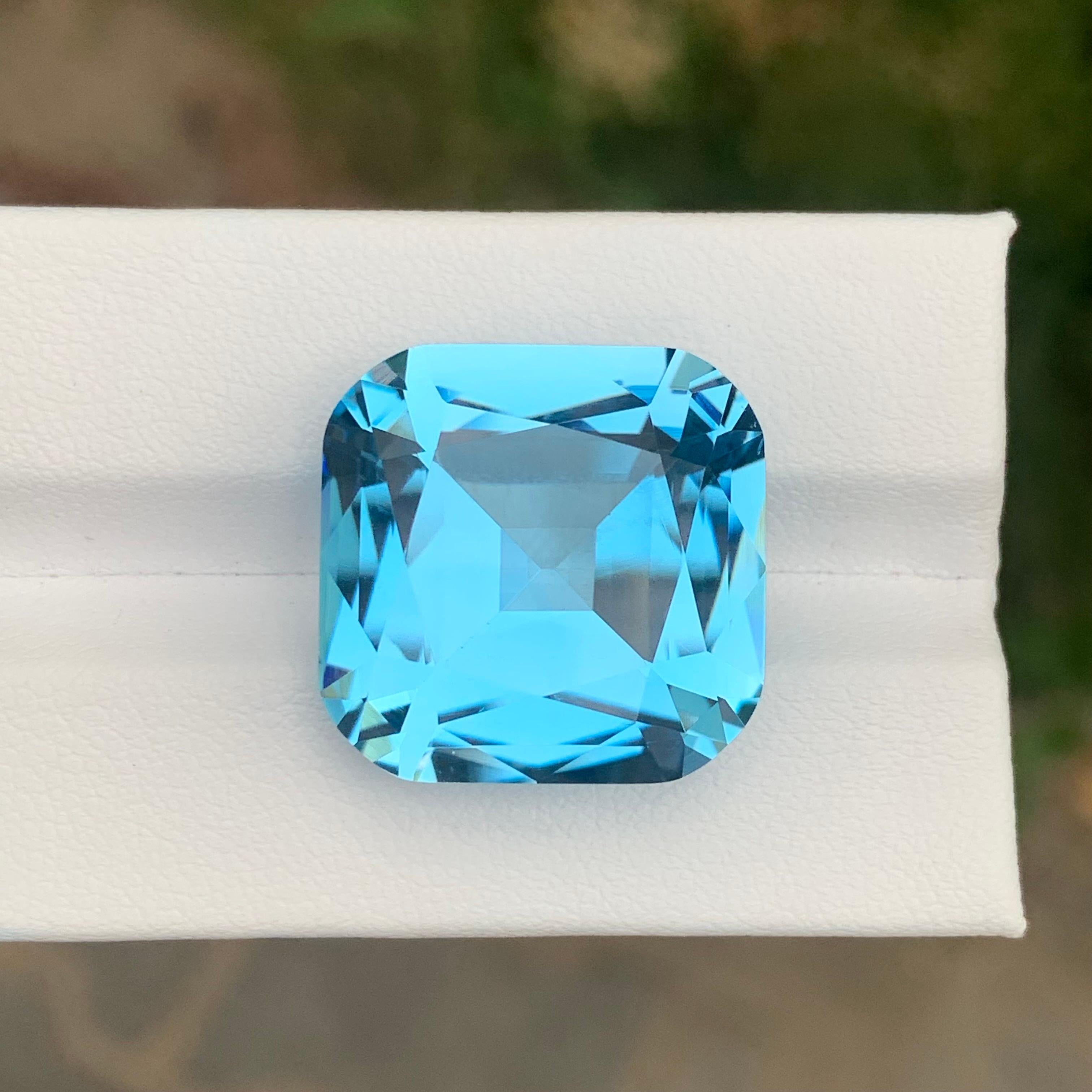 Stunning 34.40 Carats Loose Sky Blue Topaz Cushion Shape Gem For Sale 2