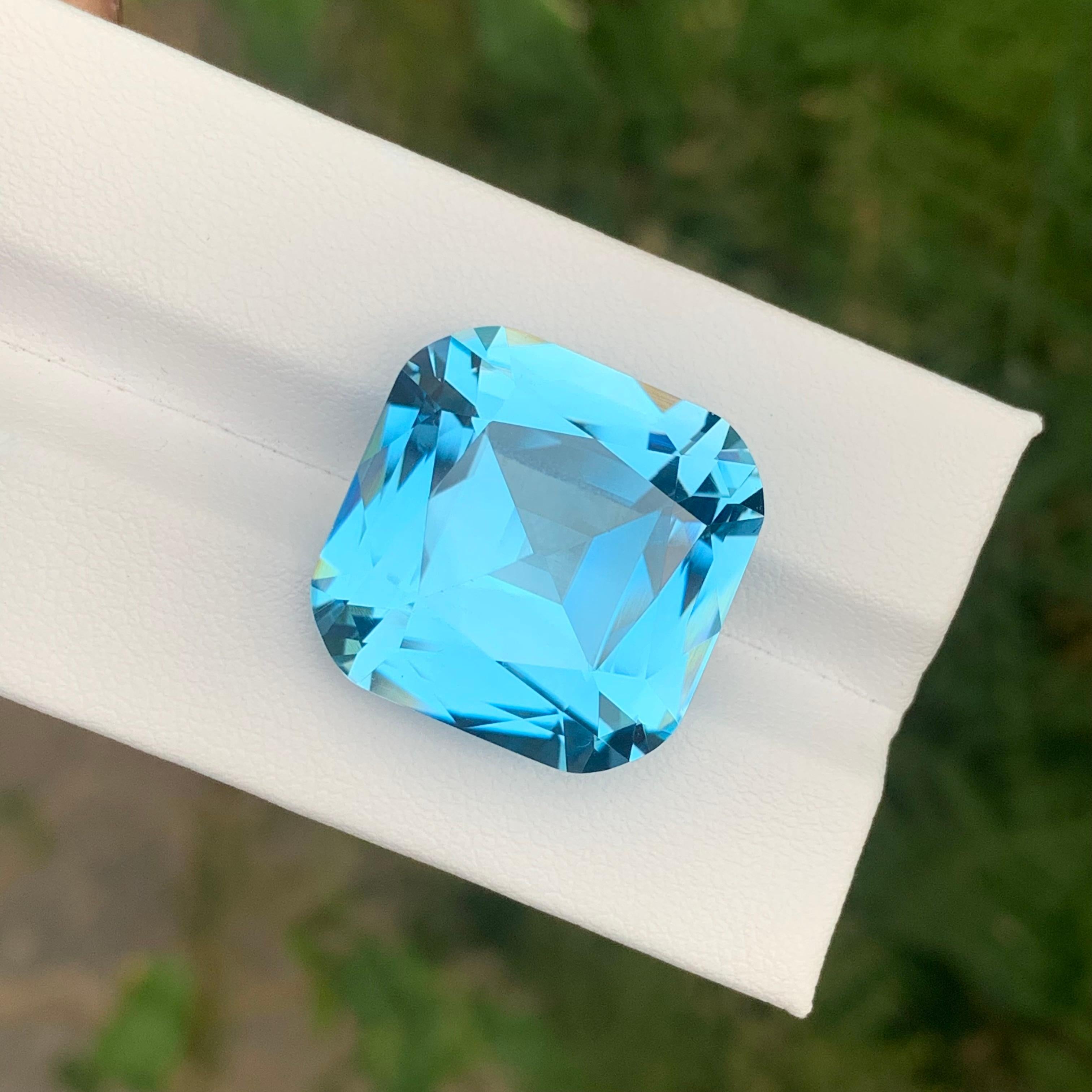 Stunning 34.40 Carats Loose Sky Blue Topaz Cushion Shape Gem For Sale 3