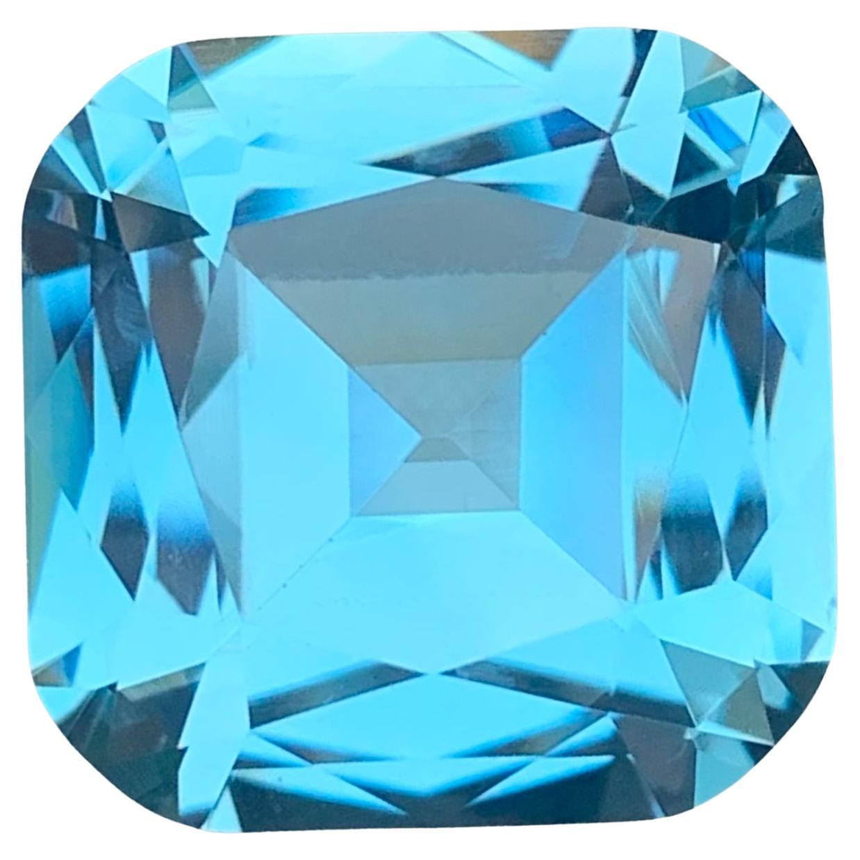 Stunning 34.40 Carats Loose Sky Blue Topaz Cushion Shape Gem For Sale