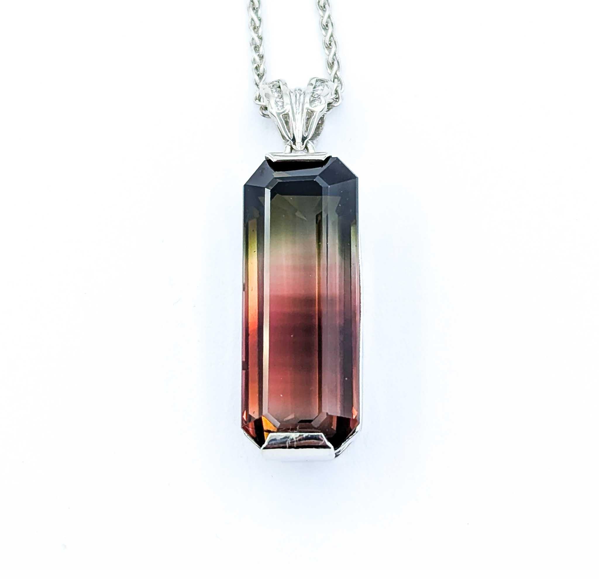 Superbe collier à pendentifs en tourmaline rose et verte bicolore de 34,54ct en platine en vente 6