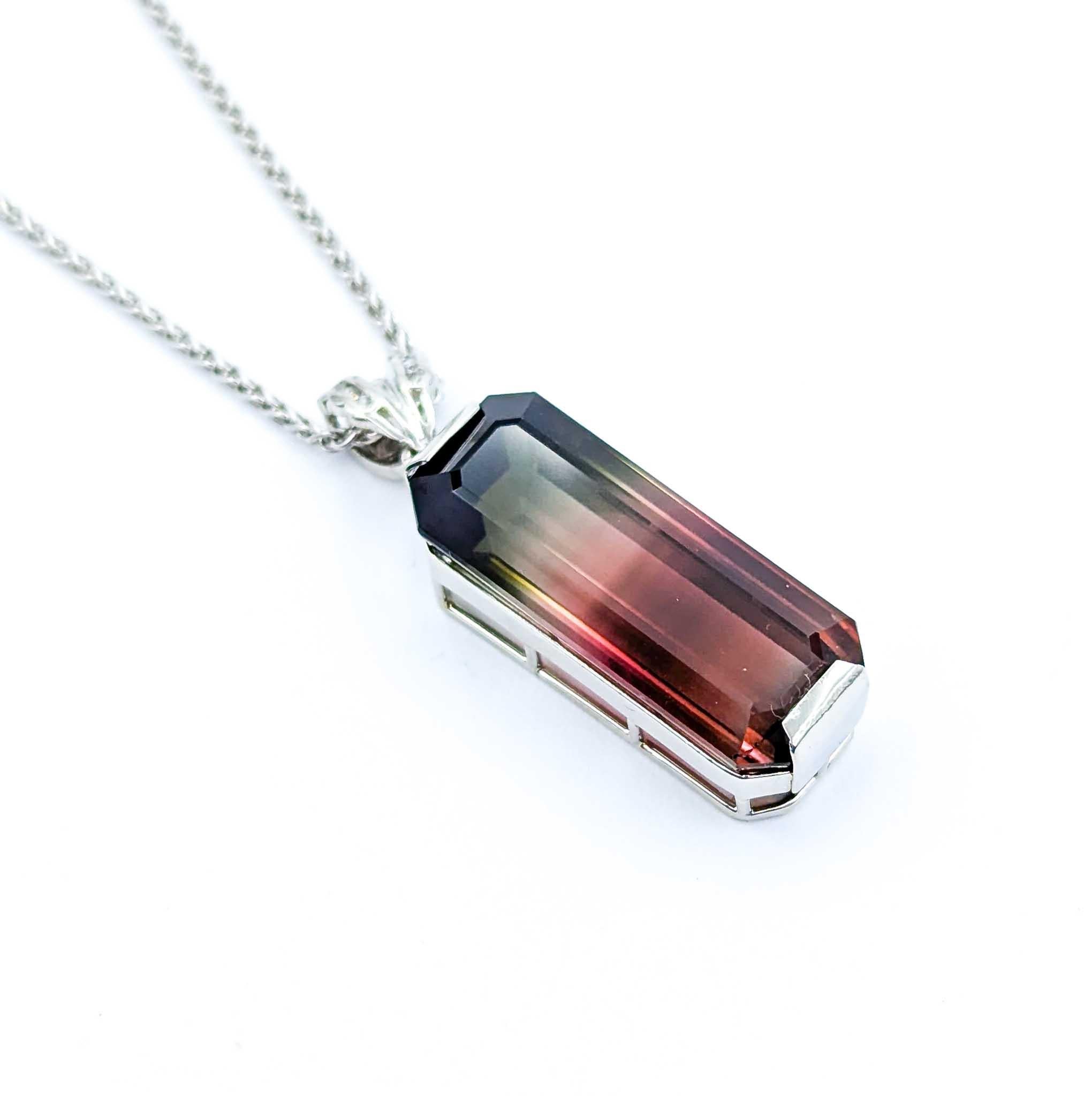 Superbe collier à pendentifs en tourmaline rose et verte bicolore de 34,54ct en platine en vente 3