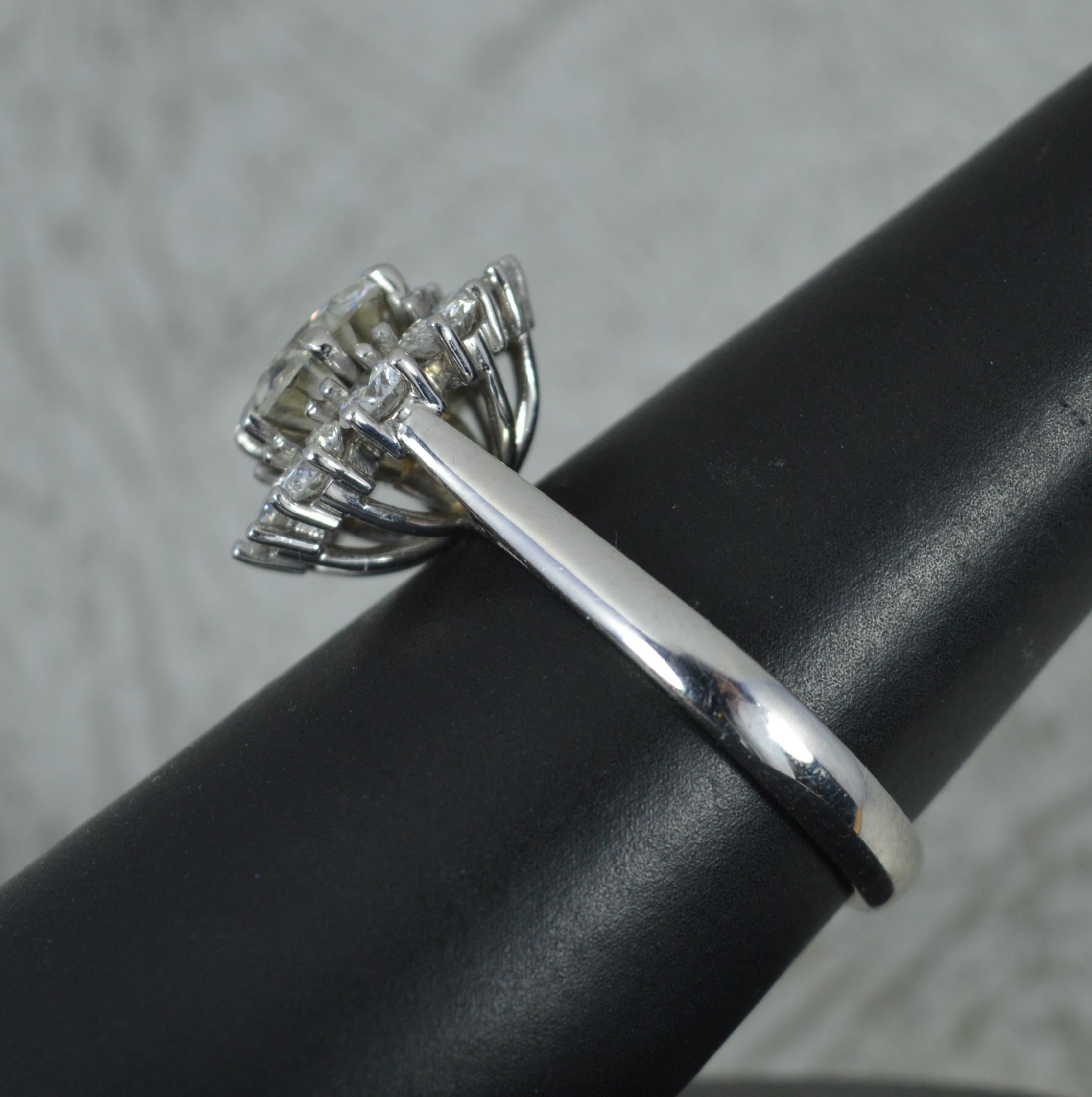 Stunning 3.5 Carat Diamond and 18 Carat White Gold Cluster Engagement Ring For Sale 2