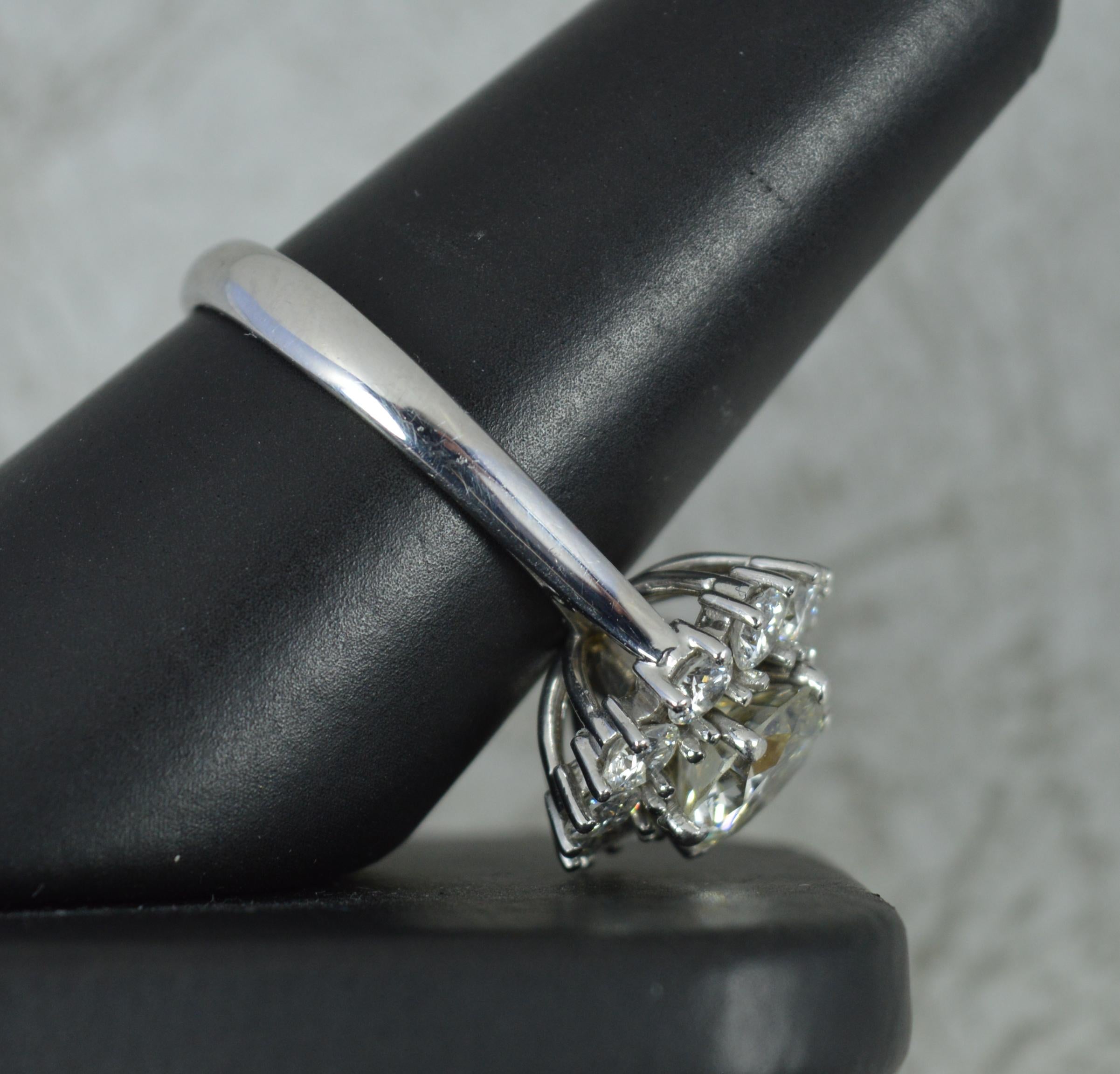Stunning 3.5 Carat Diamond and 18 Carat White Gold Cluster Engagement Ring For Sale 4